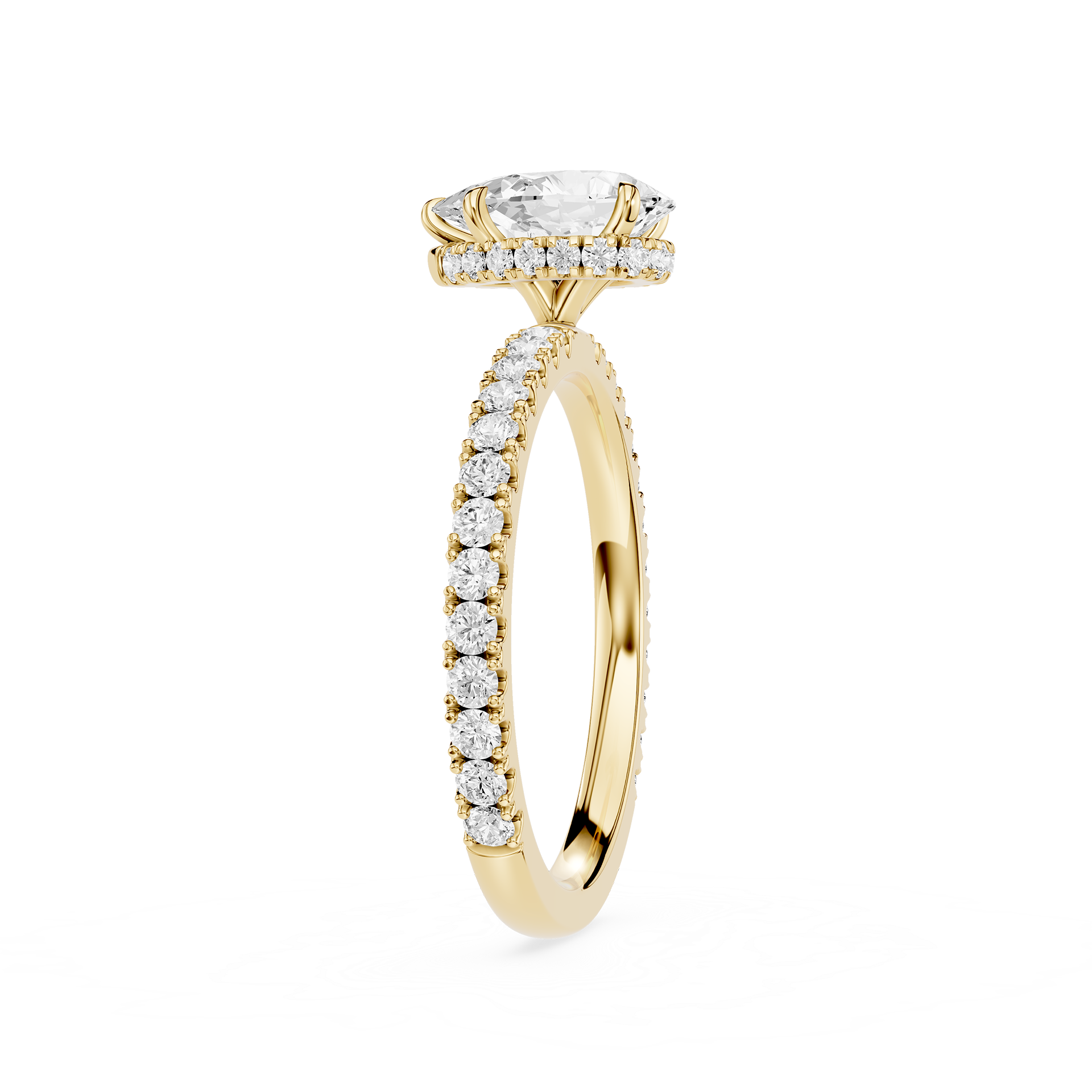 Pear Cut Lab Grown Diamond Hidden Halo Engagement Ring