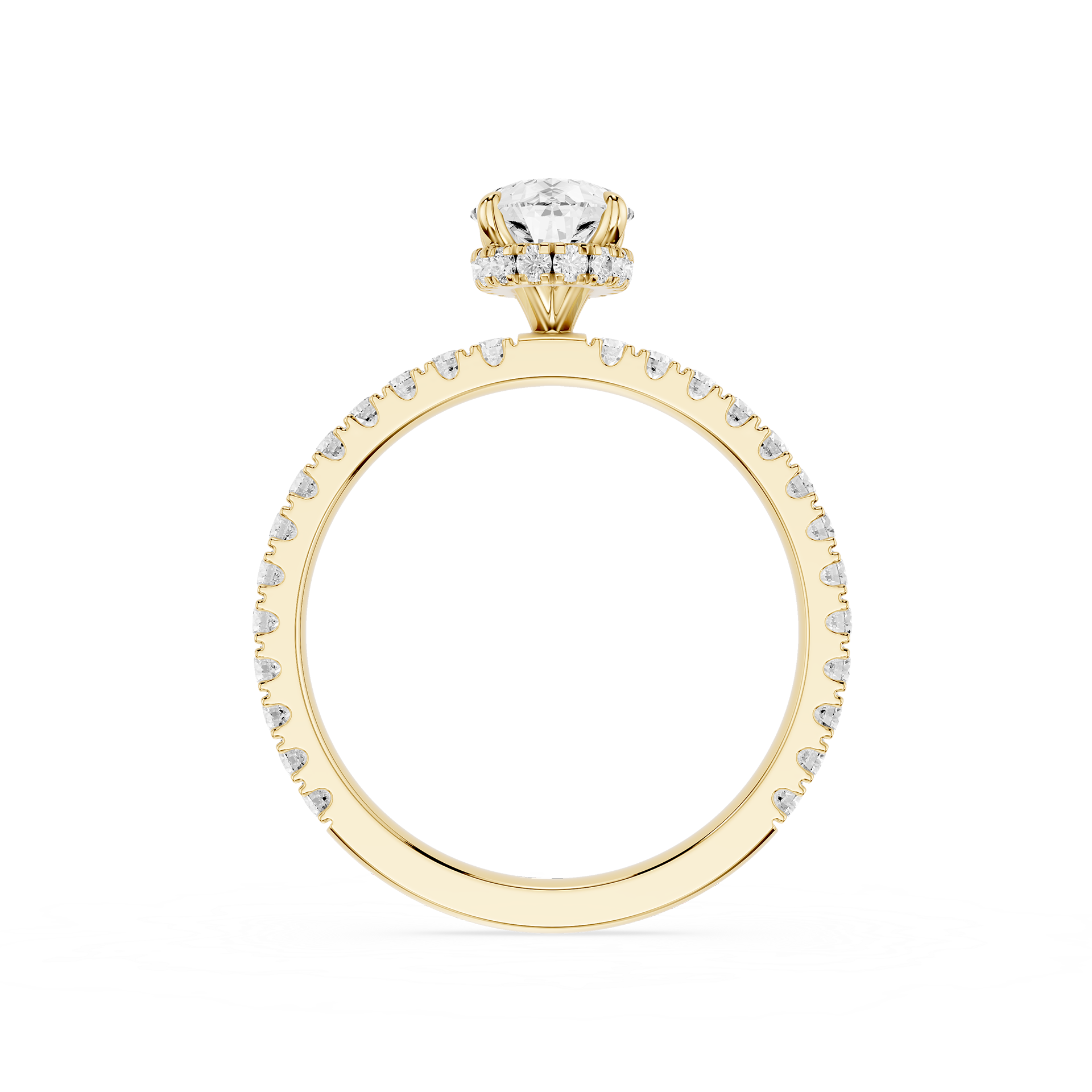 Pear Cut Lab Grown Diamond Hidden Halo Engagement Ring