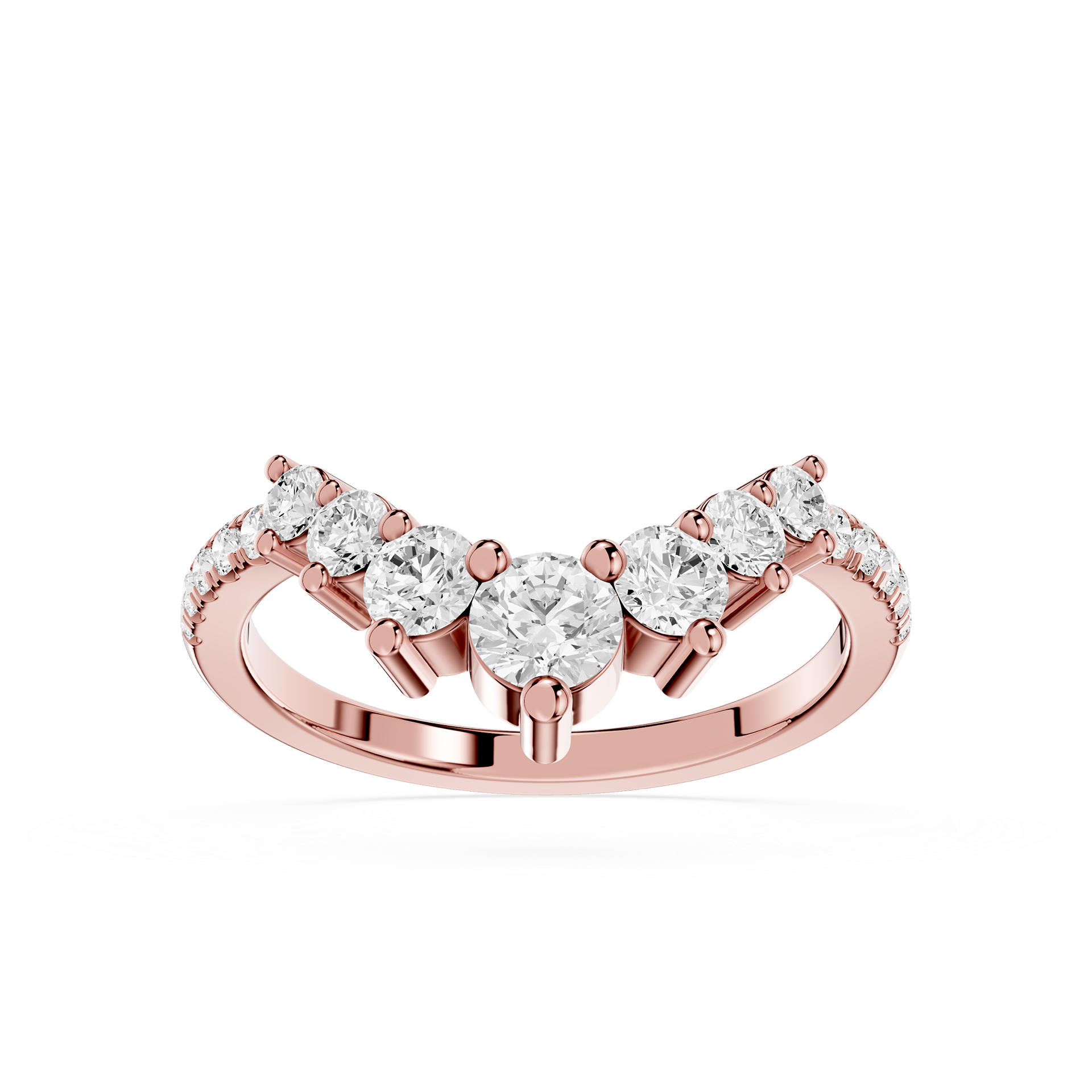 Round Cut Curved Lab Grown Diamond Wedding Band