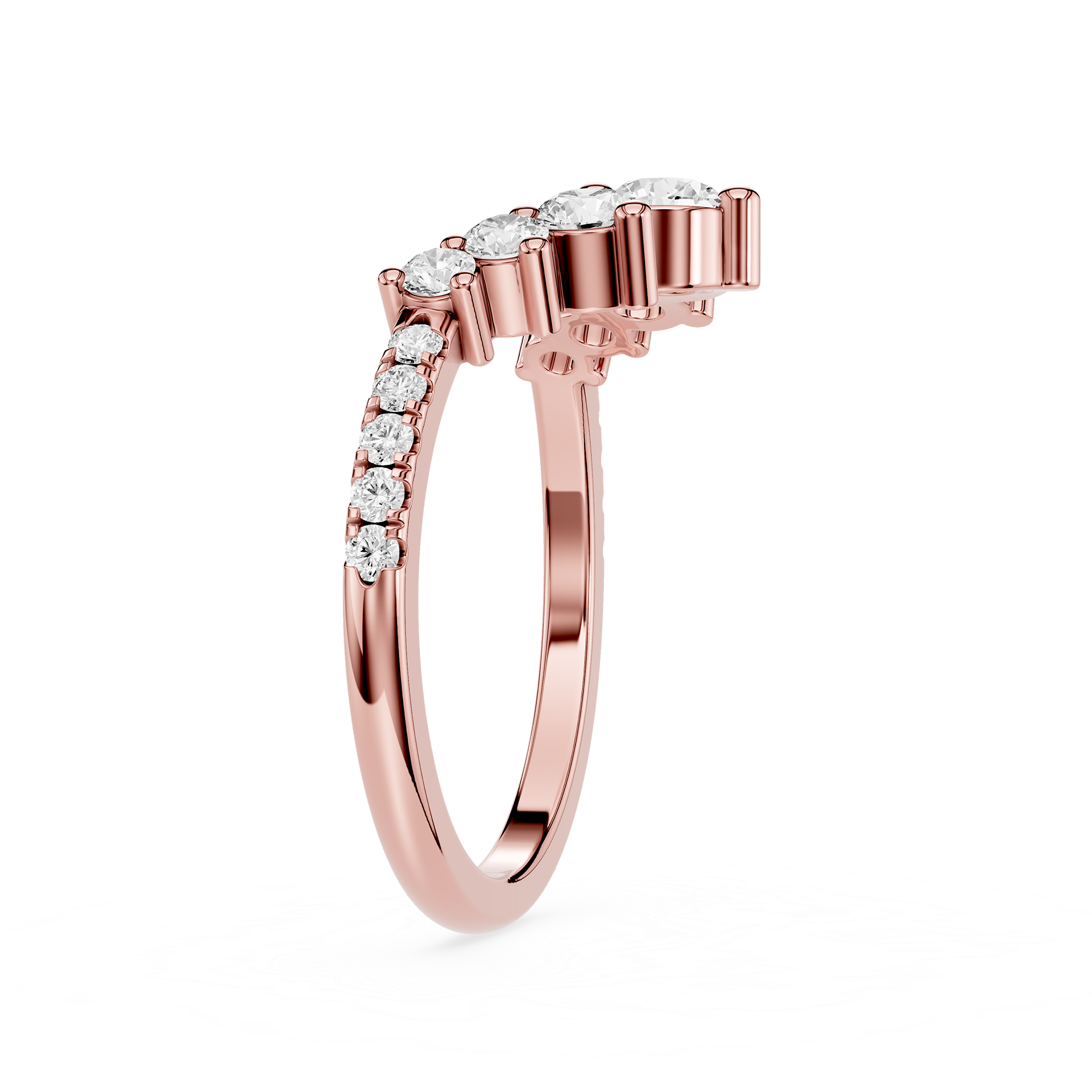 Round Cut Curved Lab Grown Diamond Wedding Band