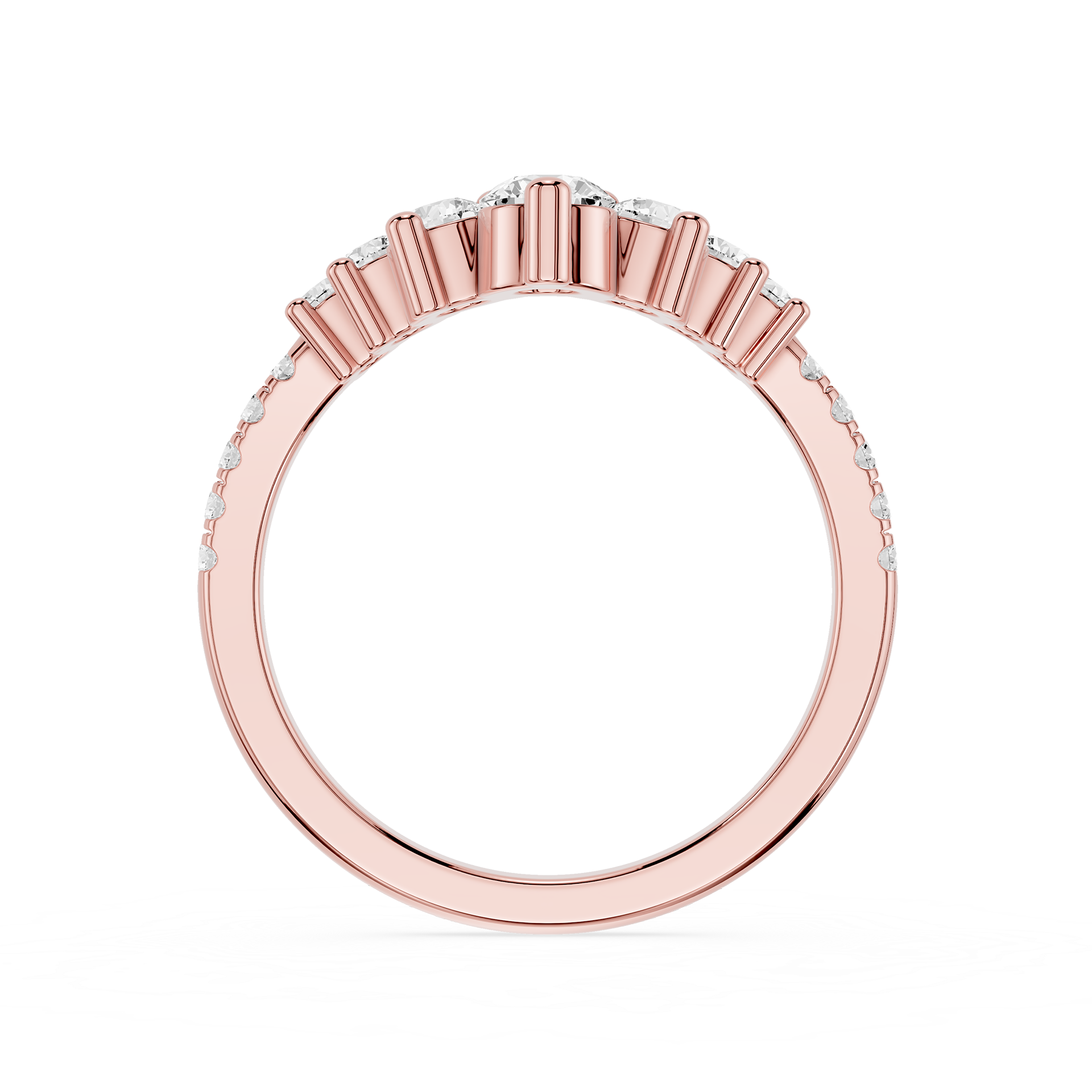 Round Cut Curved Lab Grown Diamond Wedding Band