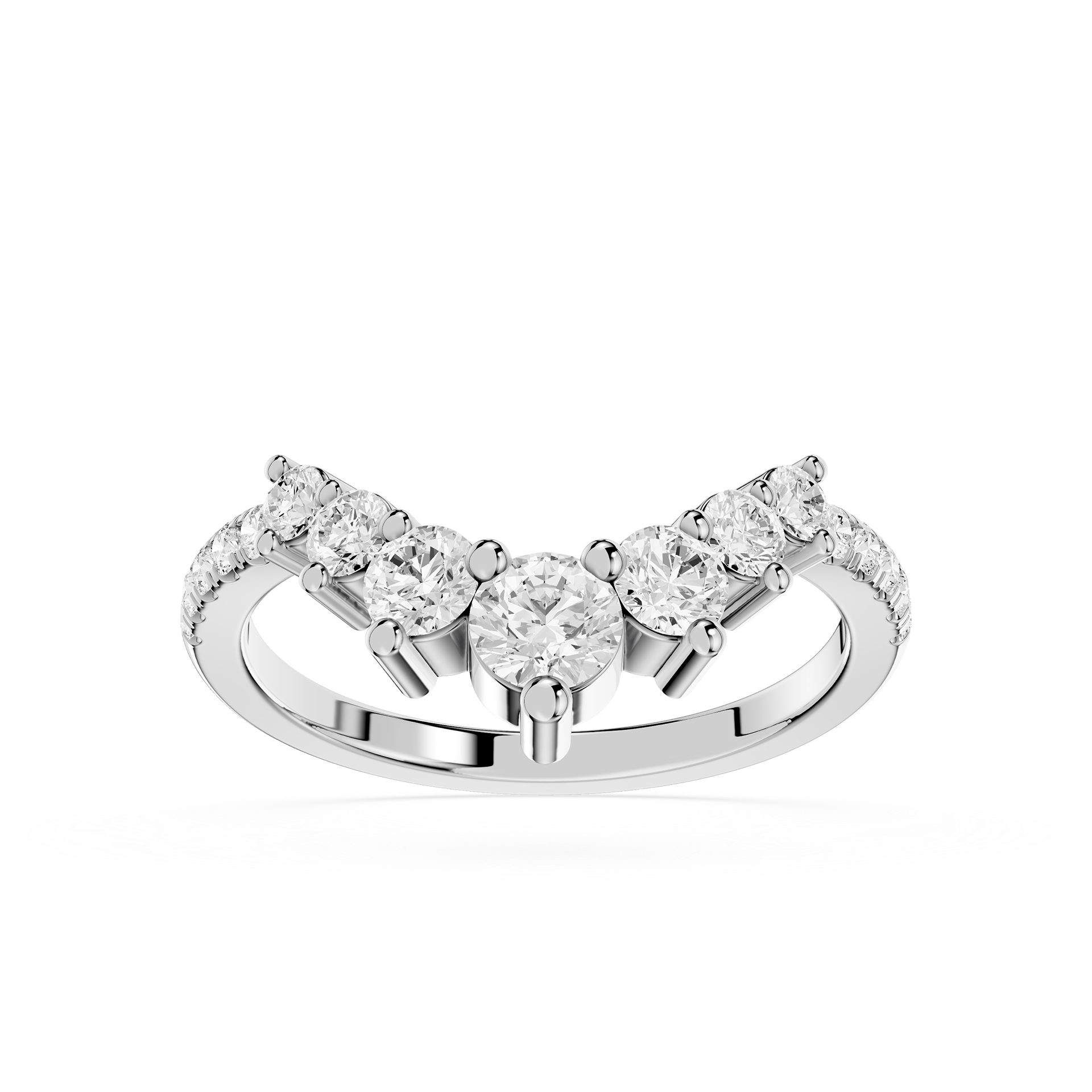 Round Cut Curved Lab Grown Diamond Wedding Band