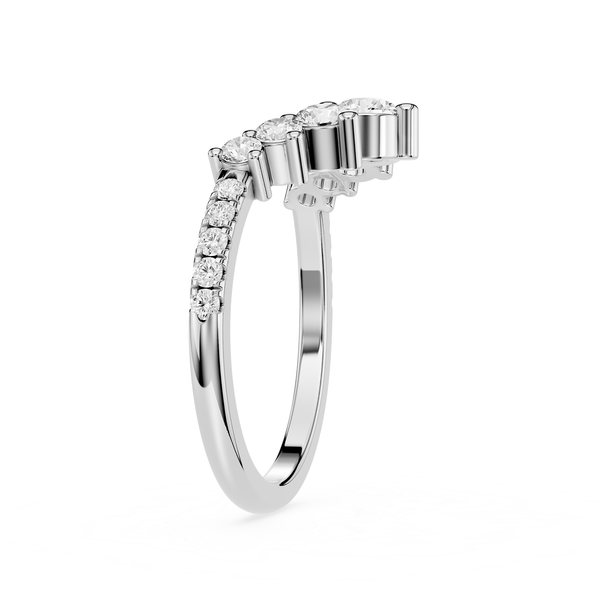 Round Cut Curved Lab Grown Diamond Wedding Band