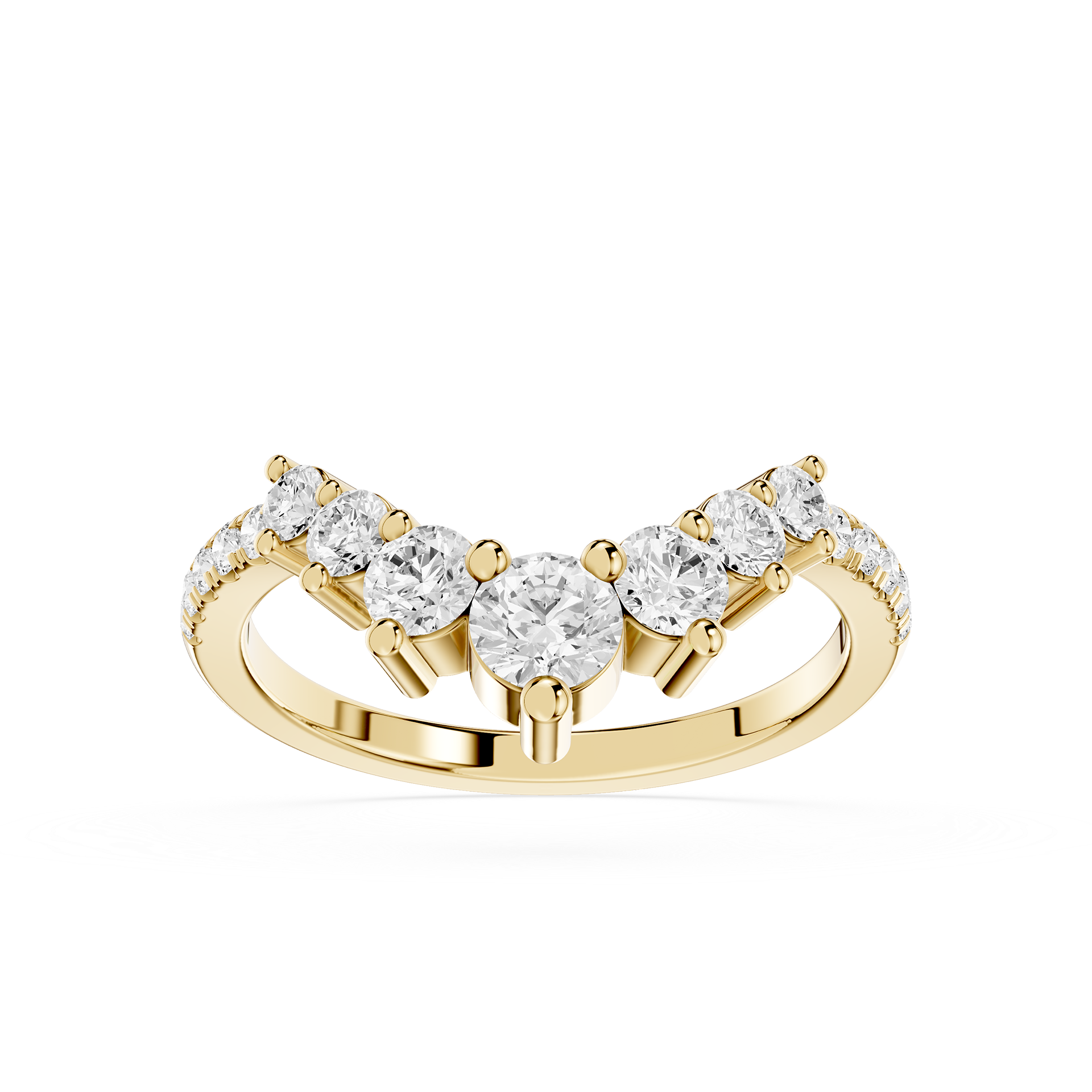 Round Cut Curved Lab Grown Diamond Wedding Band
