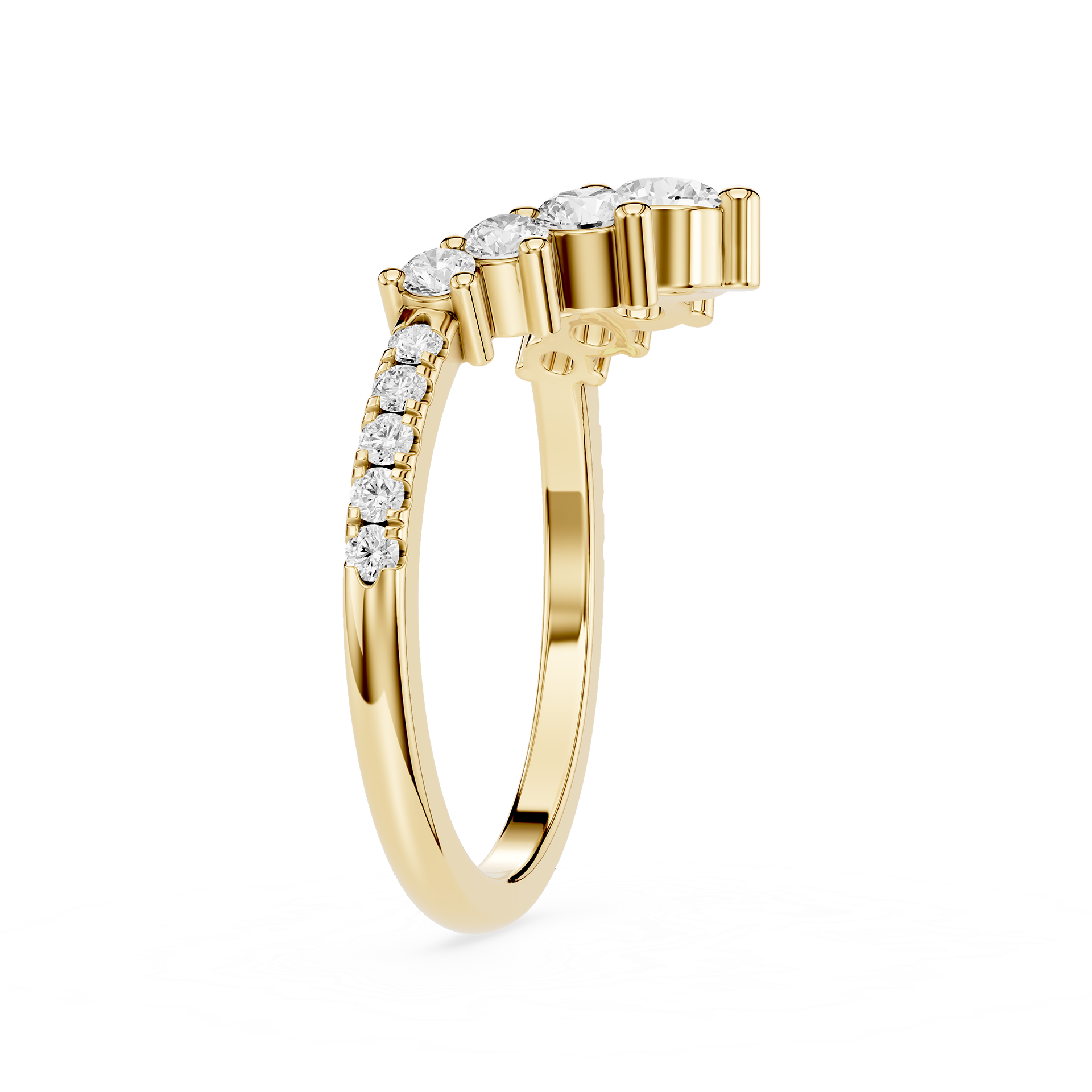 Round Cut Curved Lab Grown Diamond Wedding Band