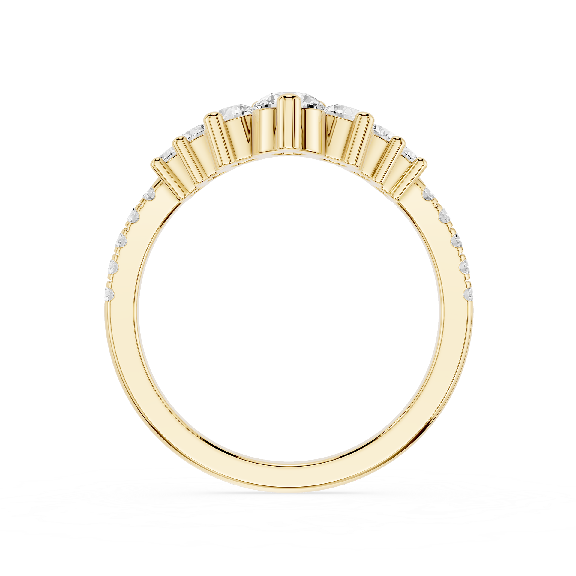 Round Cut Curved Lab Grown Diamond Wedding Band