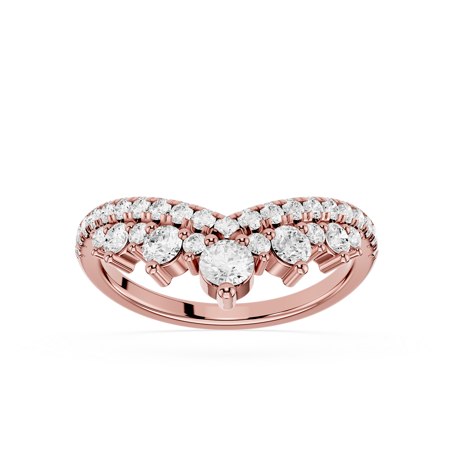 Double Row Round Cut Lab Grown Diamond Curved Wedding Band