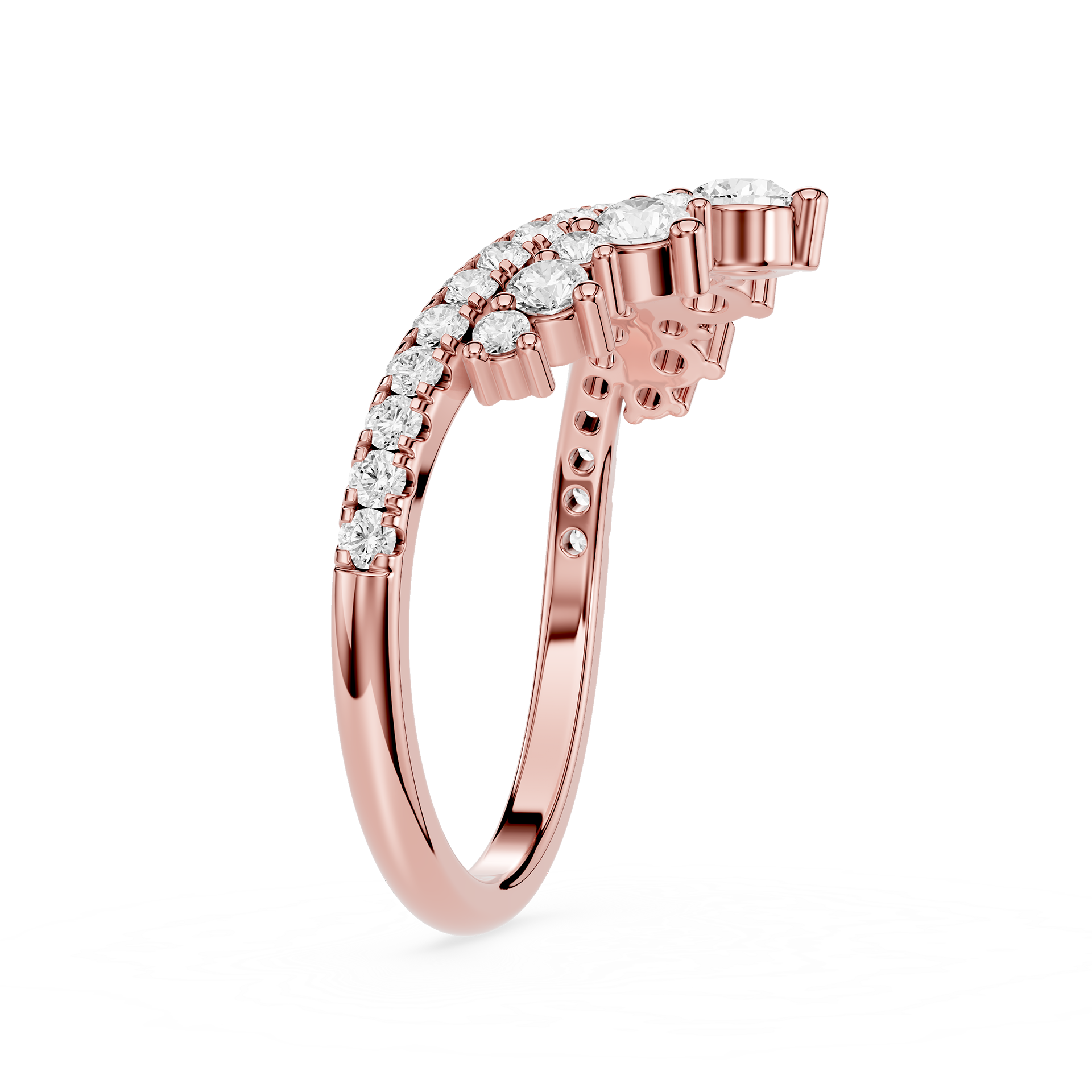 Double Row Round Cut Lab Grown Diamond Curved Wedding Band