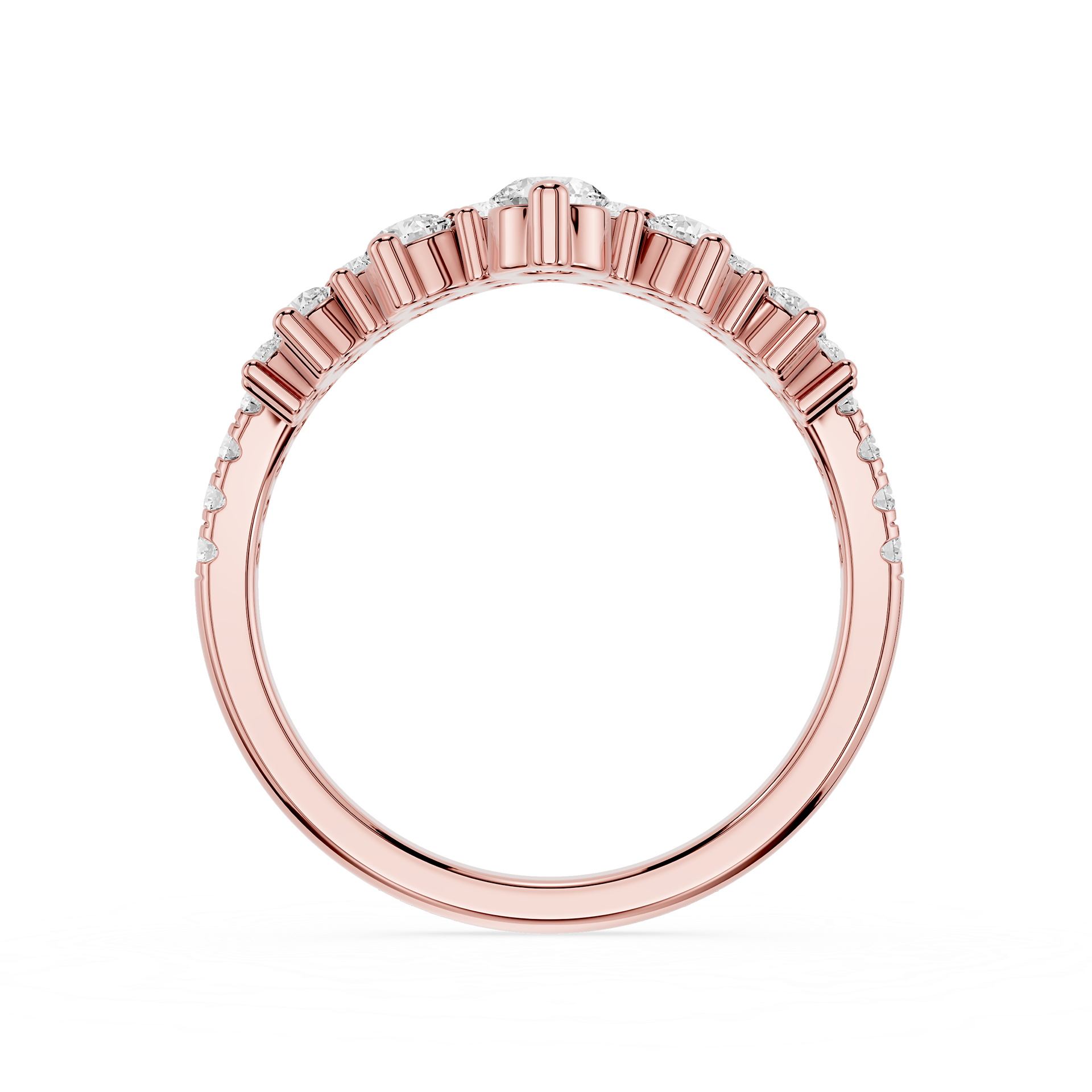 Double Row Round Cut Lab Grown Diamond Curved Wedding Band