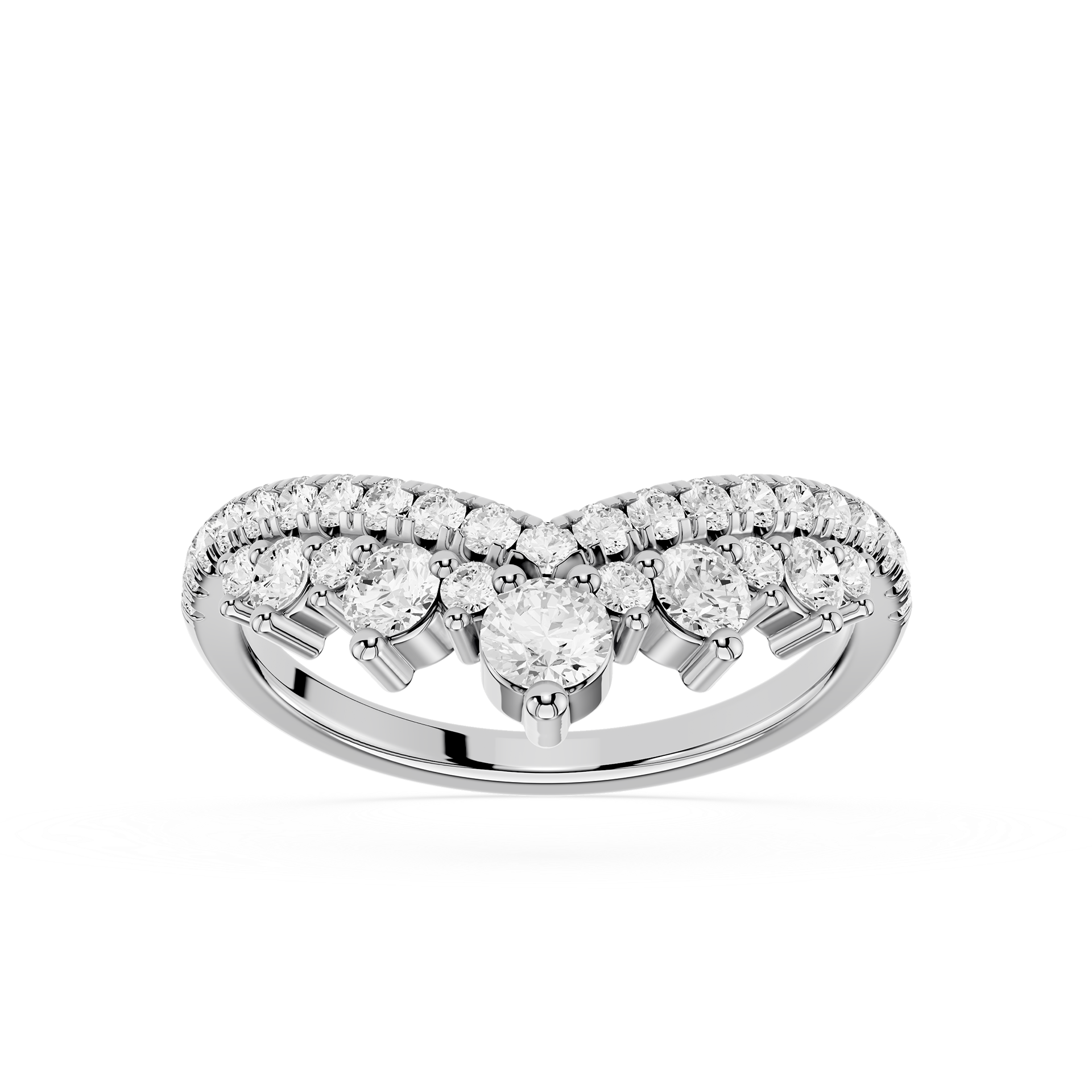 Double Row Round Cut Lab Grown Diamond Curved Wedding Band