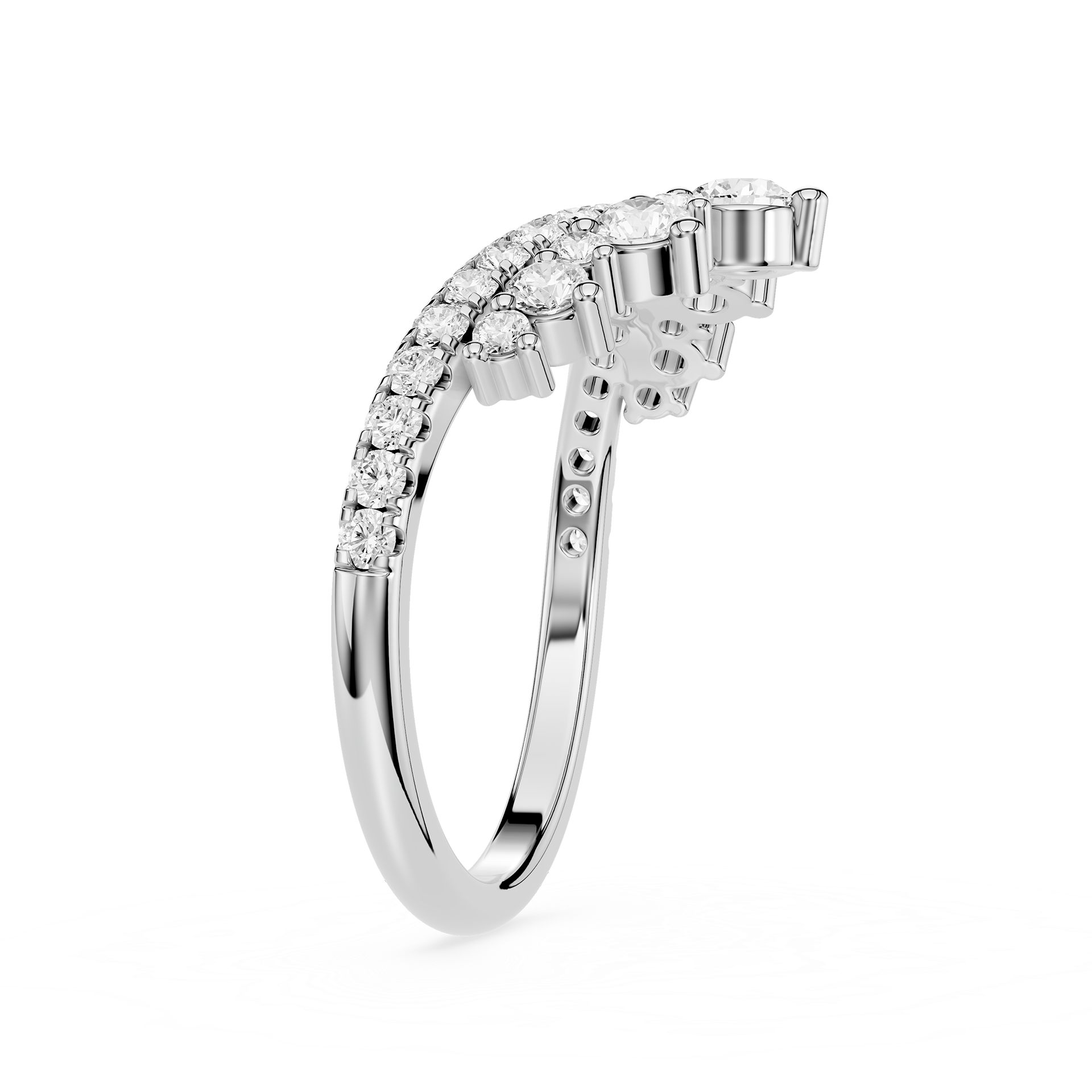 Double Row Round Cut Lab Grown Diamond Curved Wedding Band