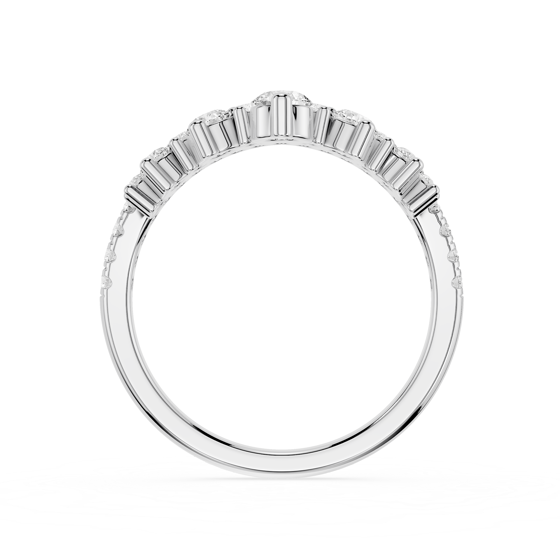 Double Row Round Cut Lab Grown Diamond Curved Wedding Band