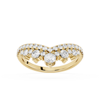 Gold ring with diamonds on a white background