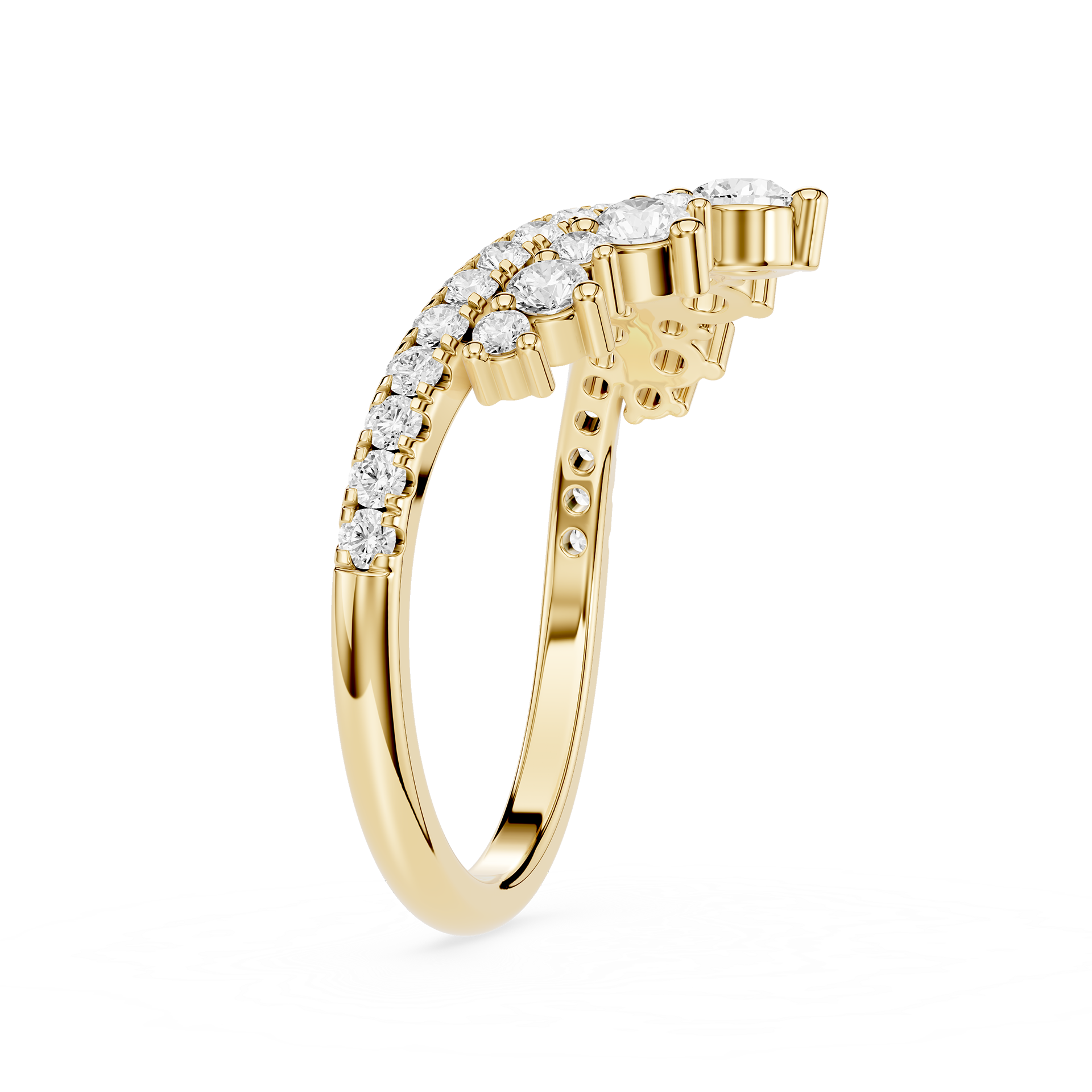 Double Row Round Cut Lab Grown Diamond Curved Wedding Band