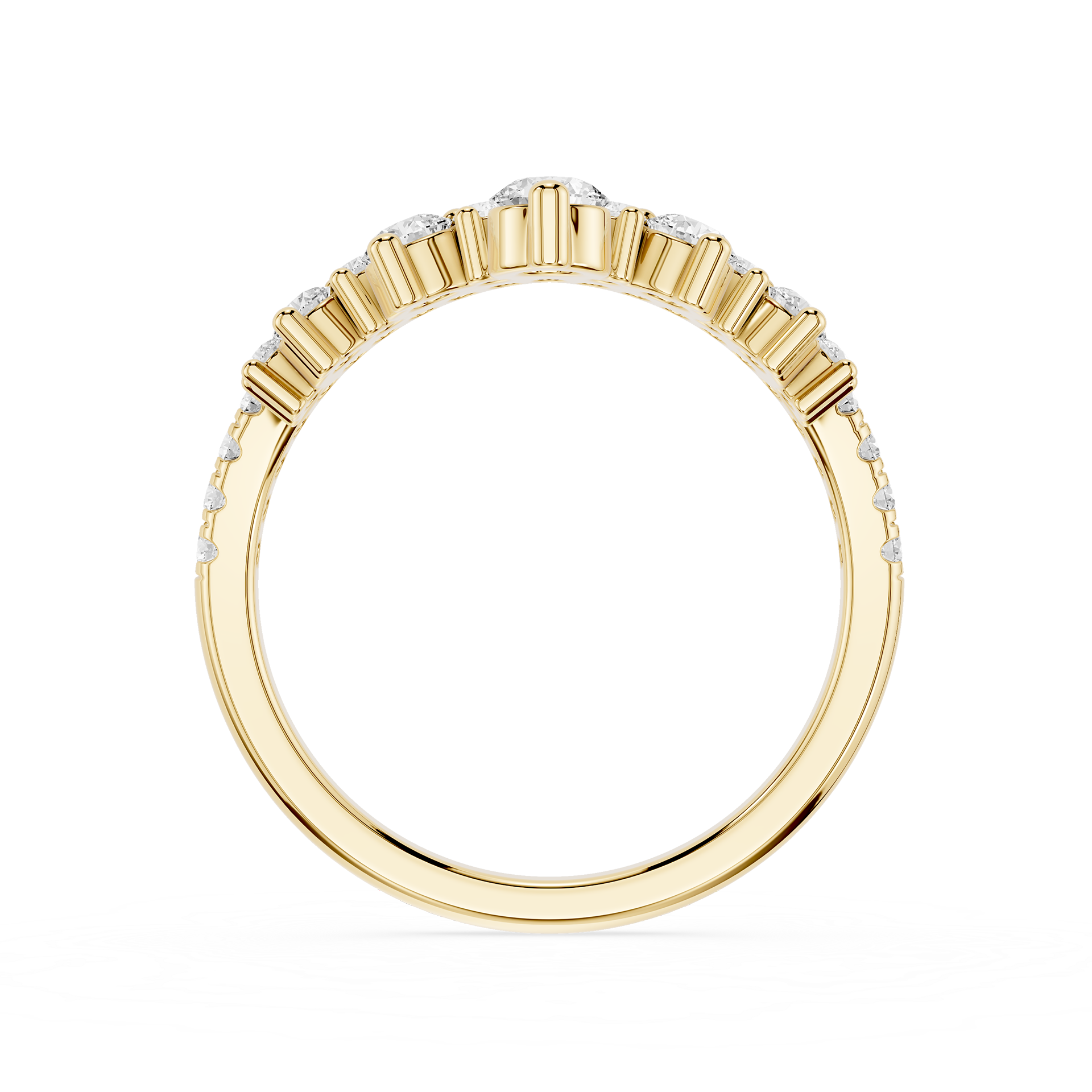 Double Row Round Cut Lab Grown Diamond Curved Wedding Band