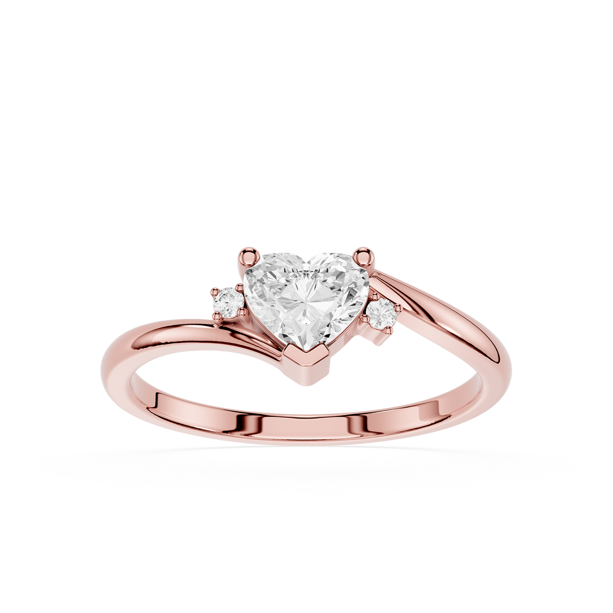 0.50-carat heart-shaped diamond tension-set 14kt rose gold ring for an engagement proposal.