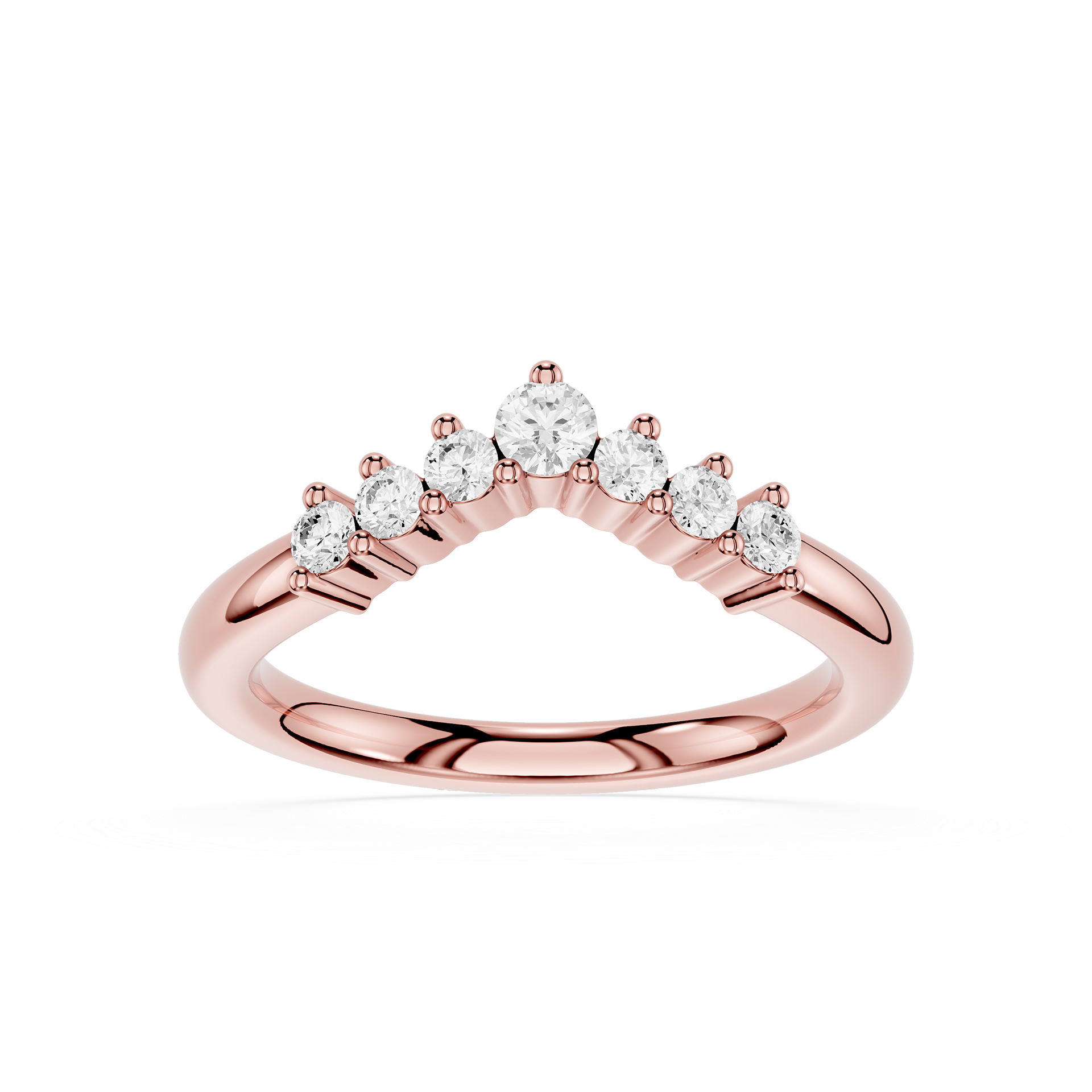 Graduated Round Cut Lab Grown Diamond Curved Wedding Band