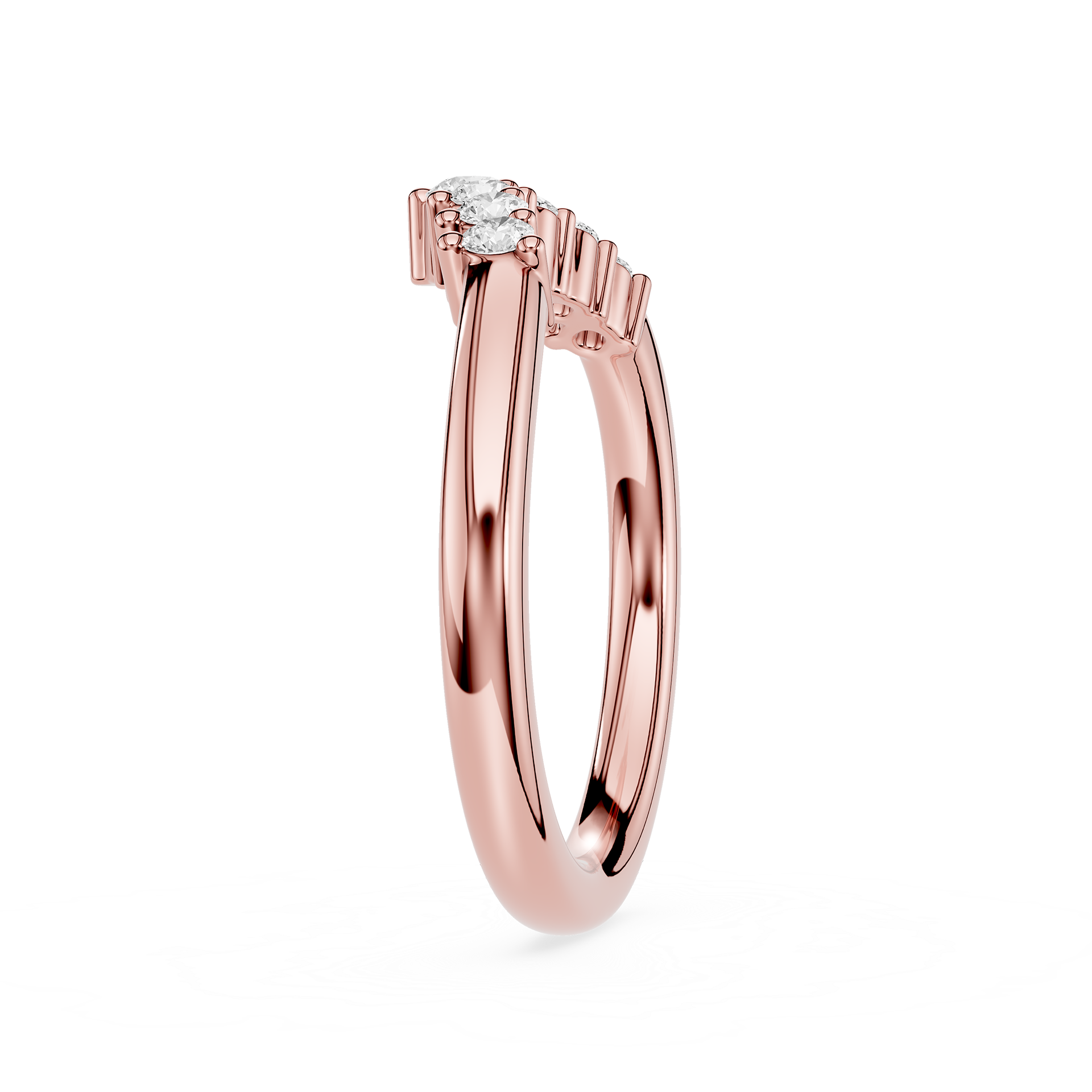 Graduated Round Cut Lab Grown Diamond Curved Wedding Band