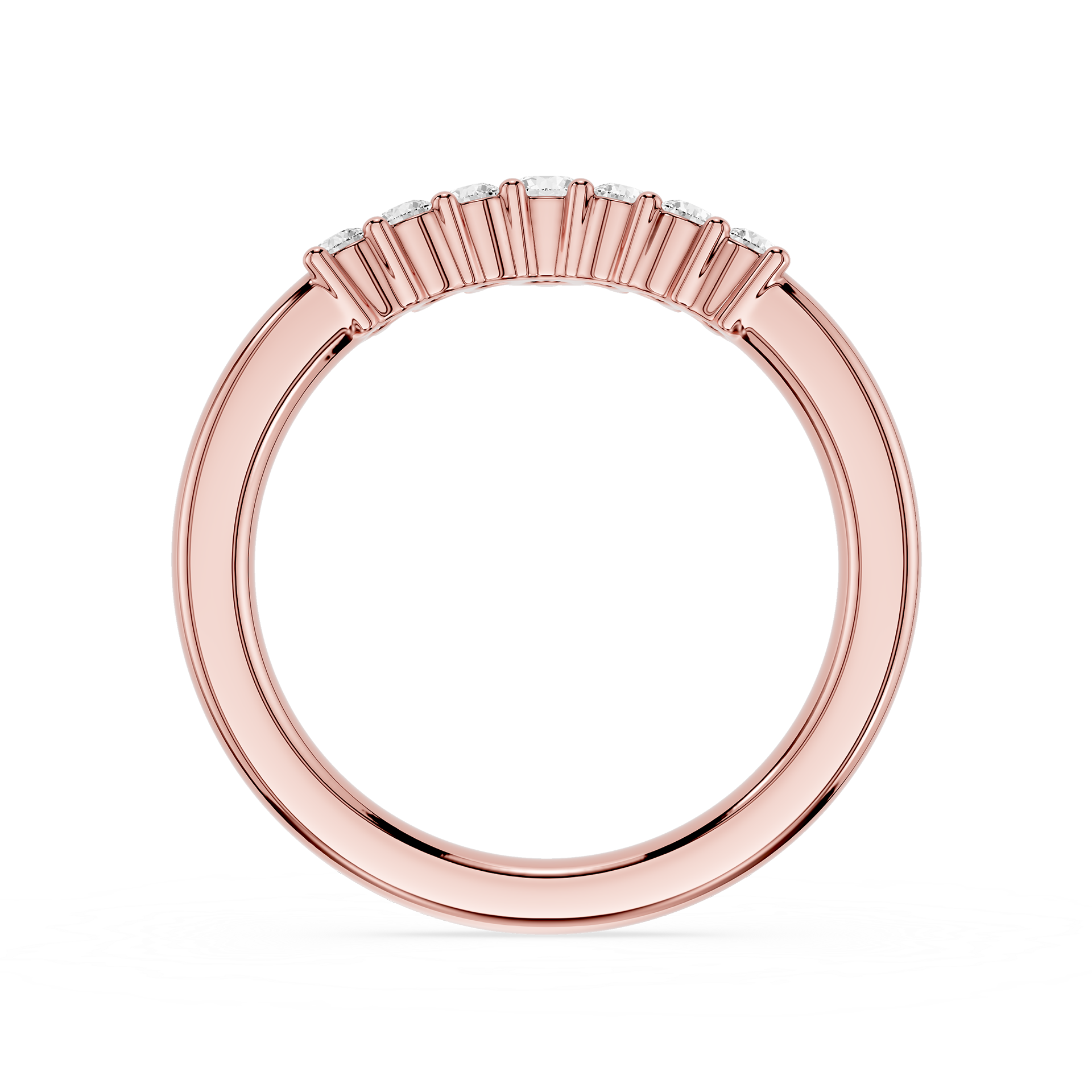 Graduated Round Cut Lab Grown Diamond Curved Wedding Band