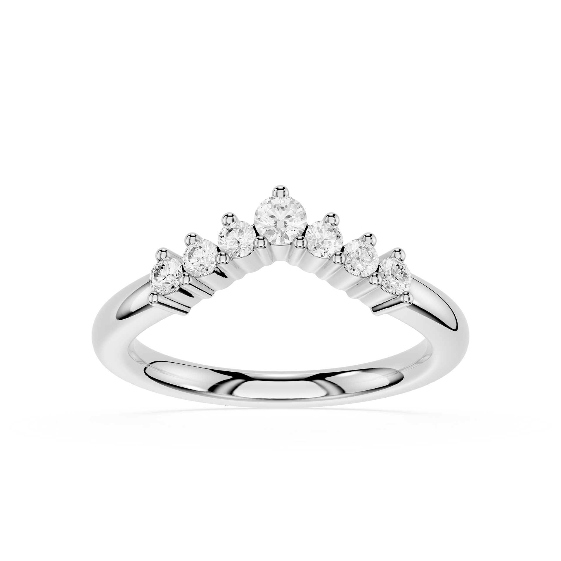 Graduated Round Cut Lab Grown Diamond Curved Wedding Band