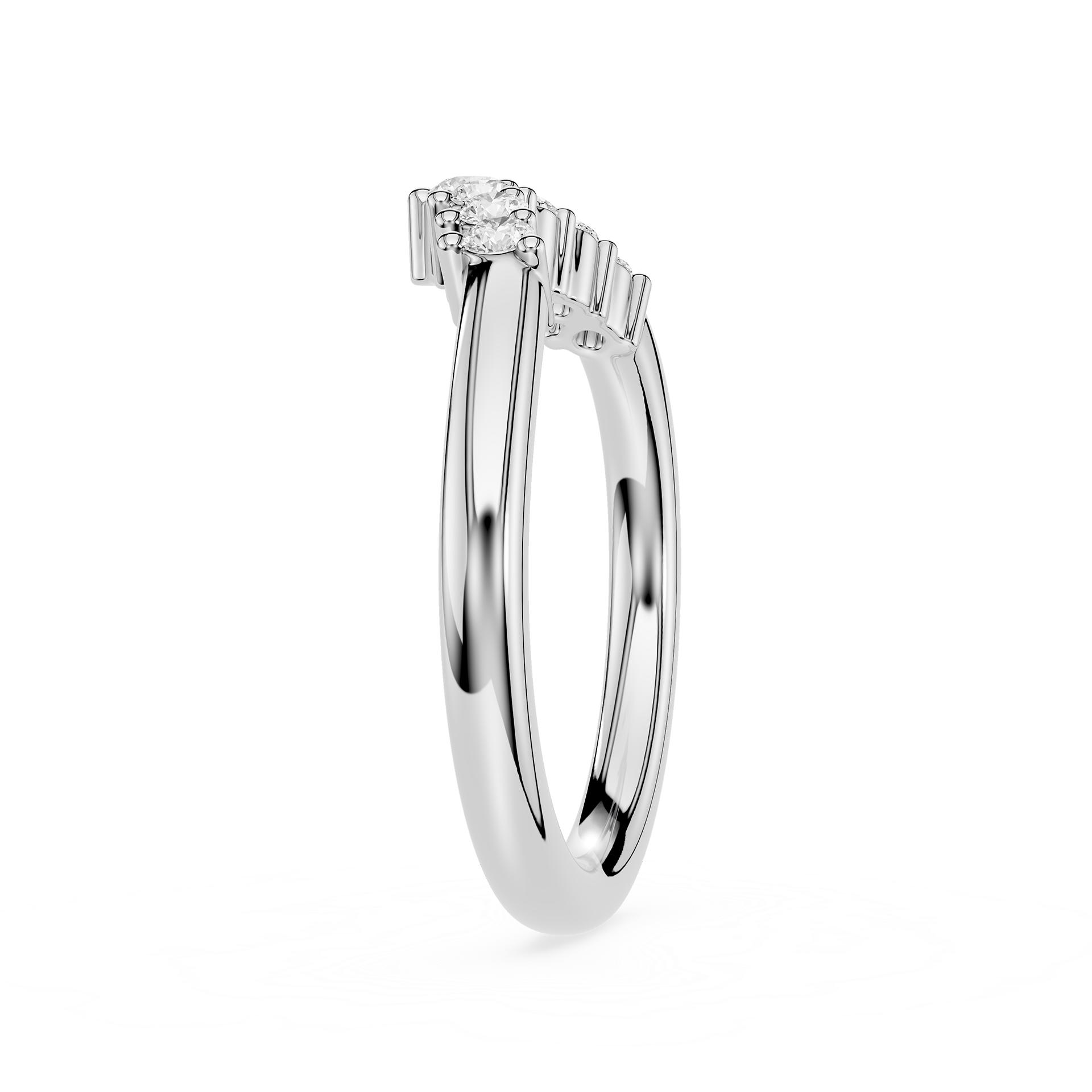 Graduated Round Cut Lab Grown Diamond Curved Wedding Band