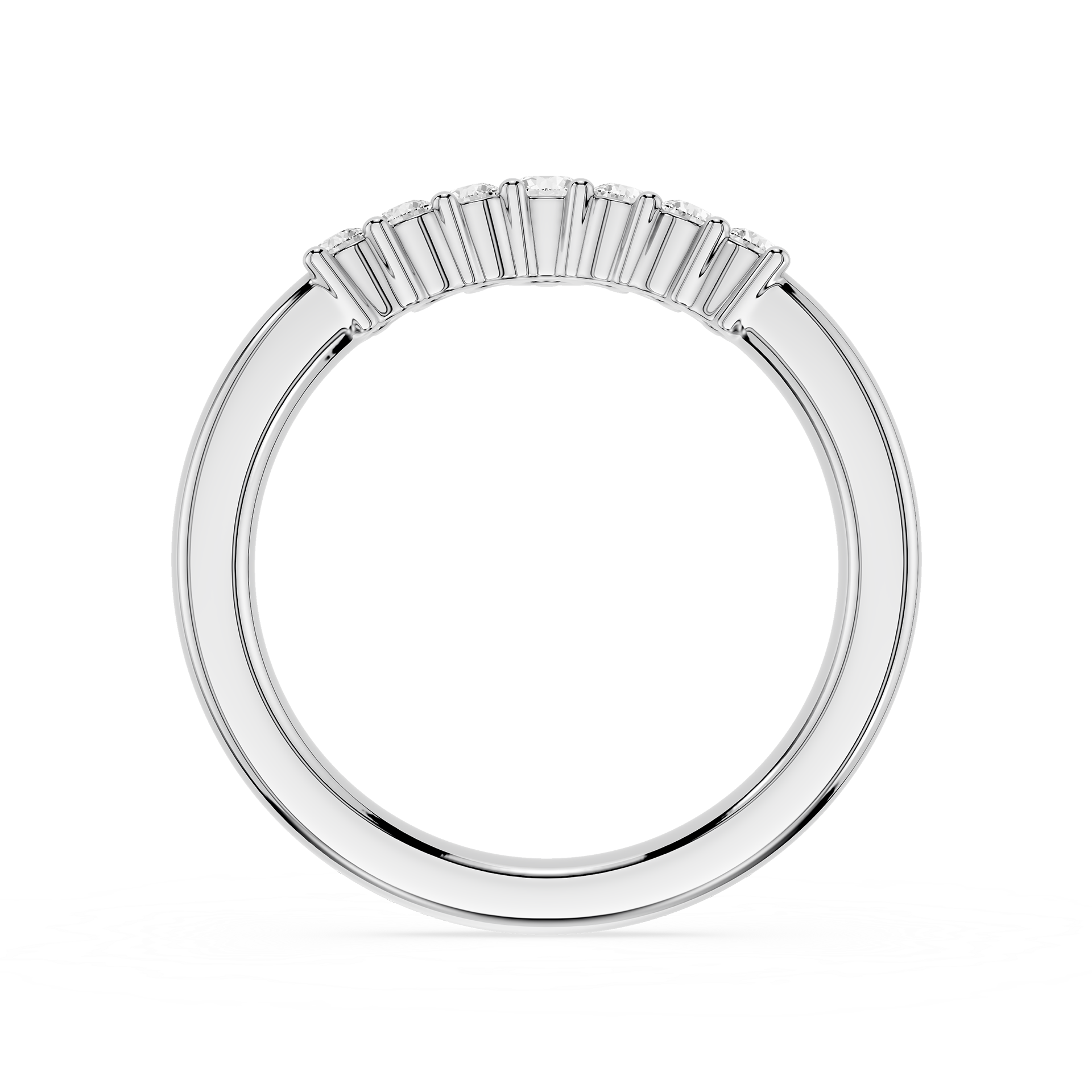 Graduated Round Cut Lab Grown Diamond Curved Wedding Band