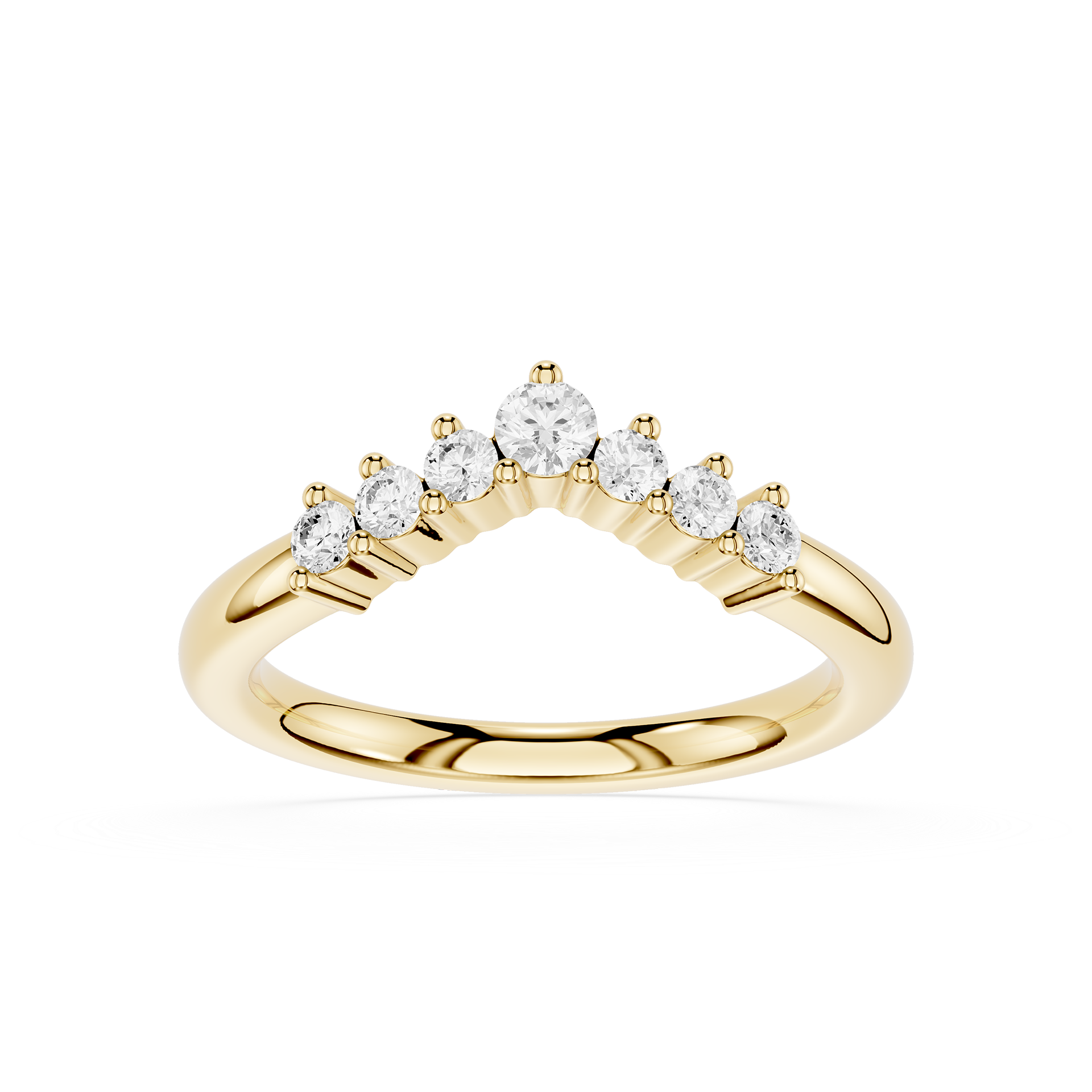 Graduated Round Cut Lab Grown Diamond Curved Wedding Band