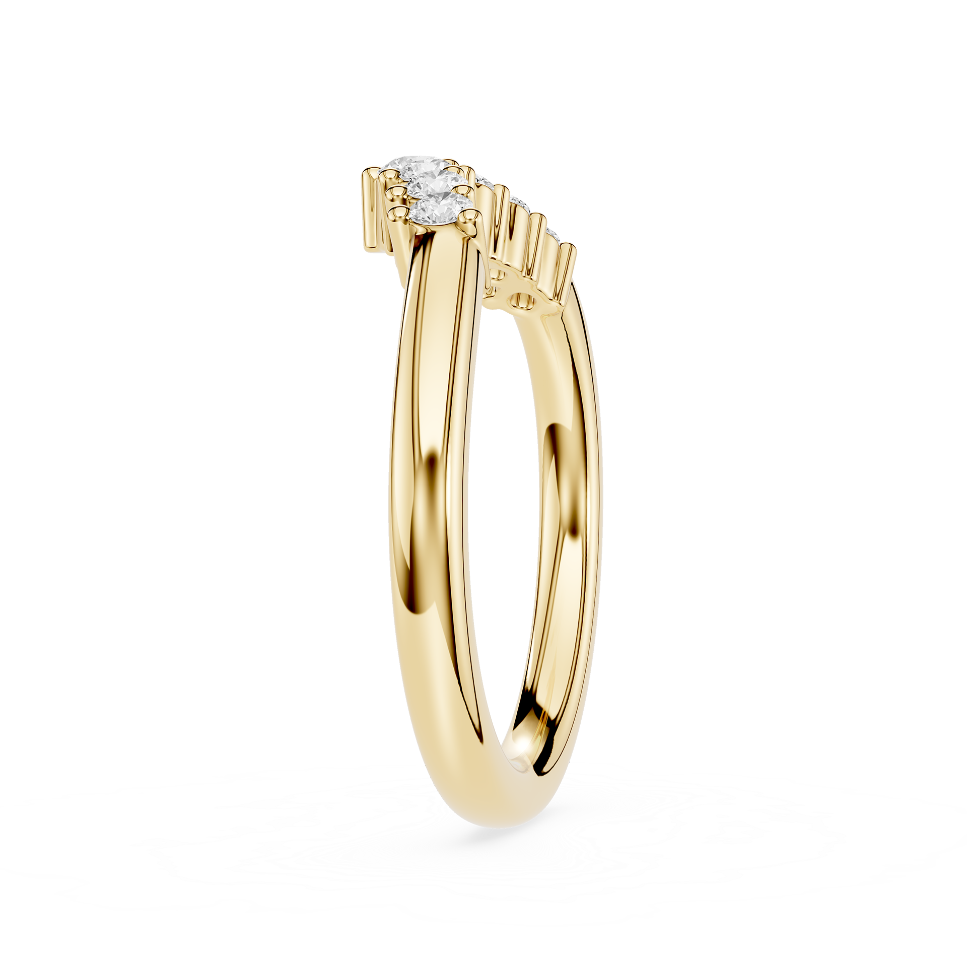 Graduated Round Cut Lab Grown Diamond Curved Wedding Band