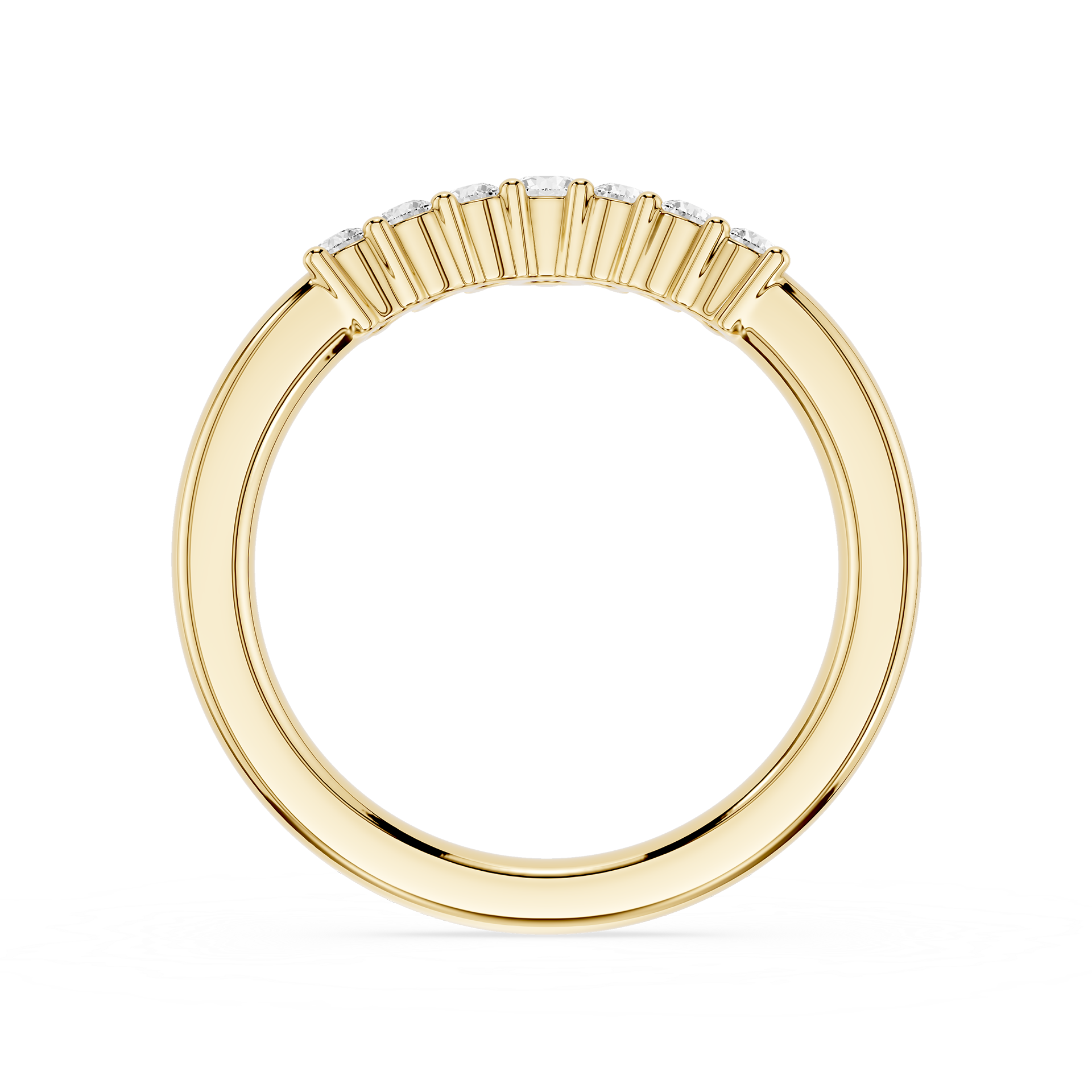 Graduated Round Cut Lab Grown Diamond Curved Wedding Band
