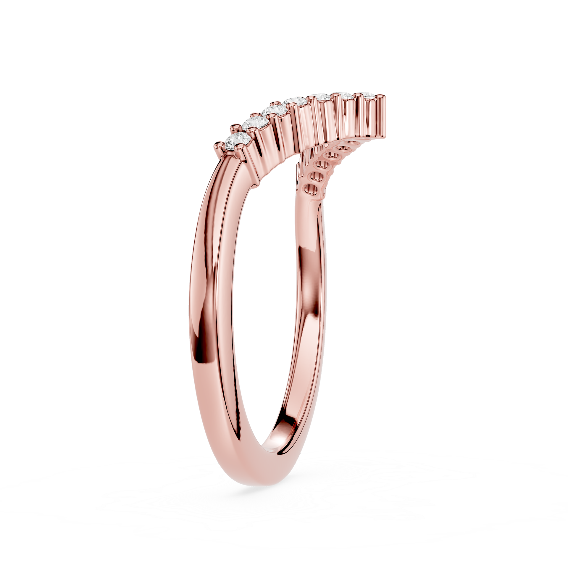 V Shape Round Cut Lab Grown Diamond Wedding Band