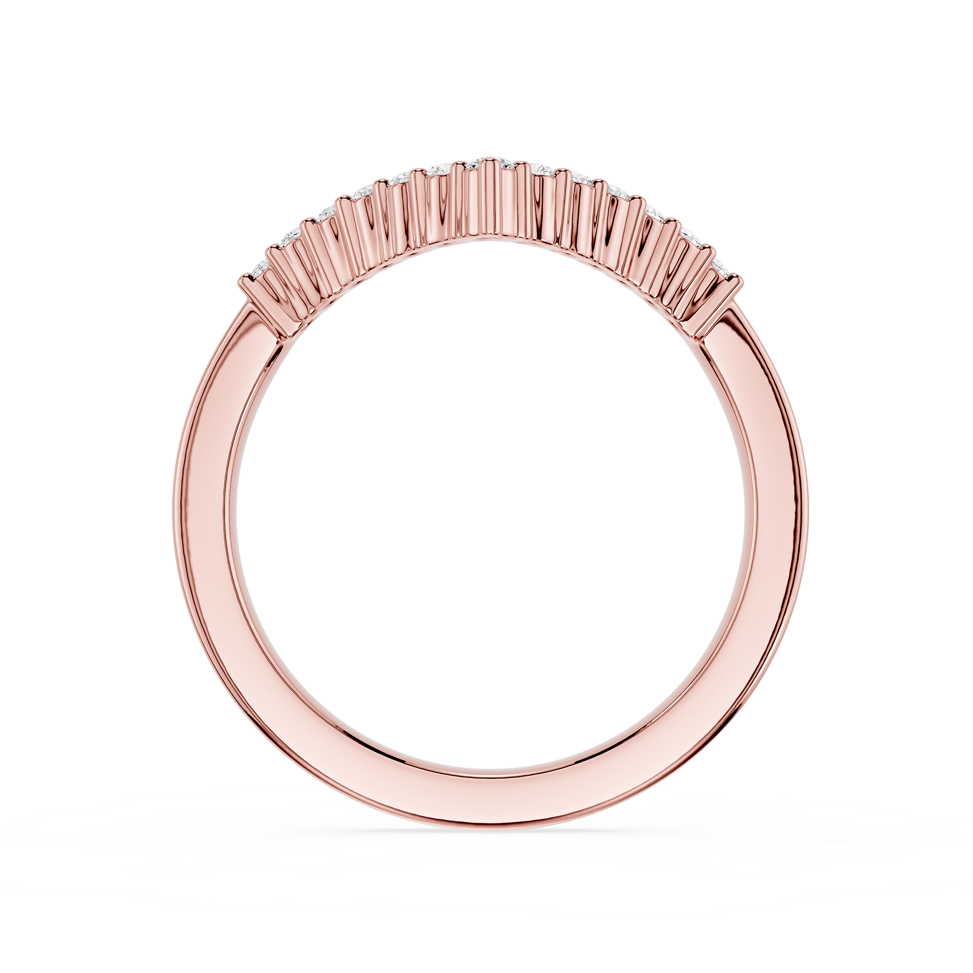 V Shape Round Cut Lab Grown Diamond Wedding Band