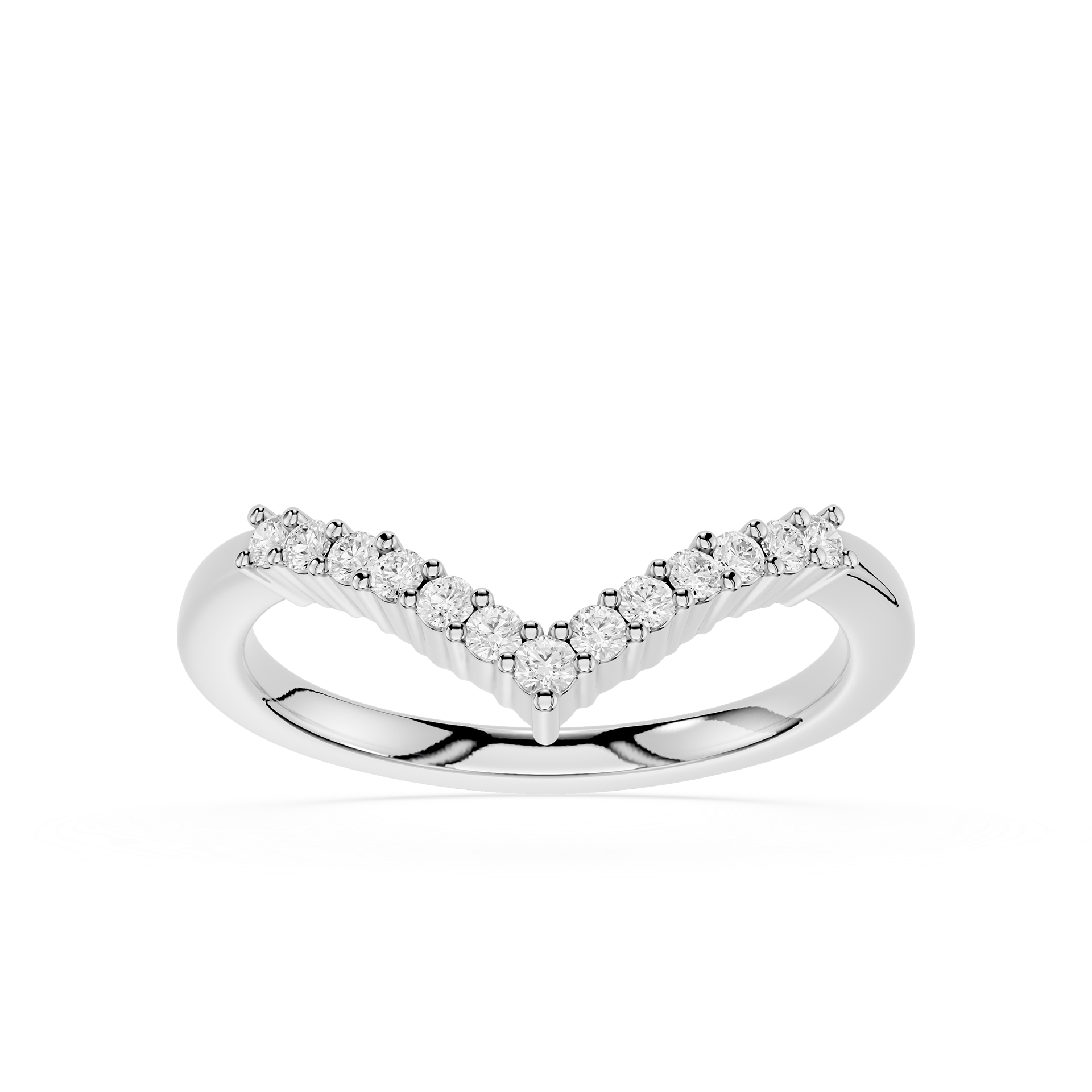 V Shape Round Cut Lab Grown Diamond Wedding Band