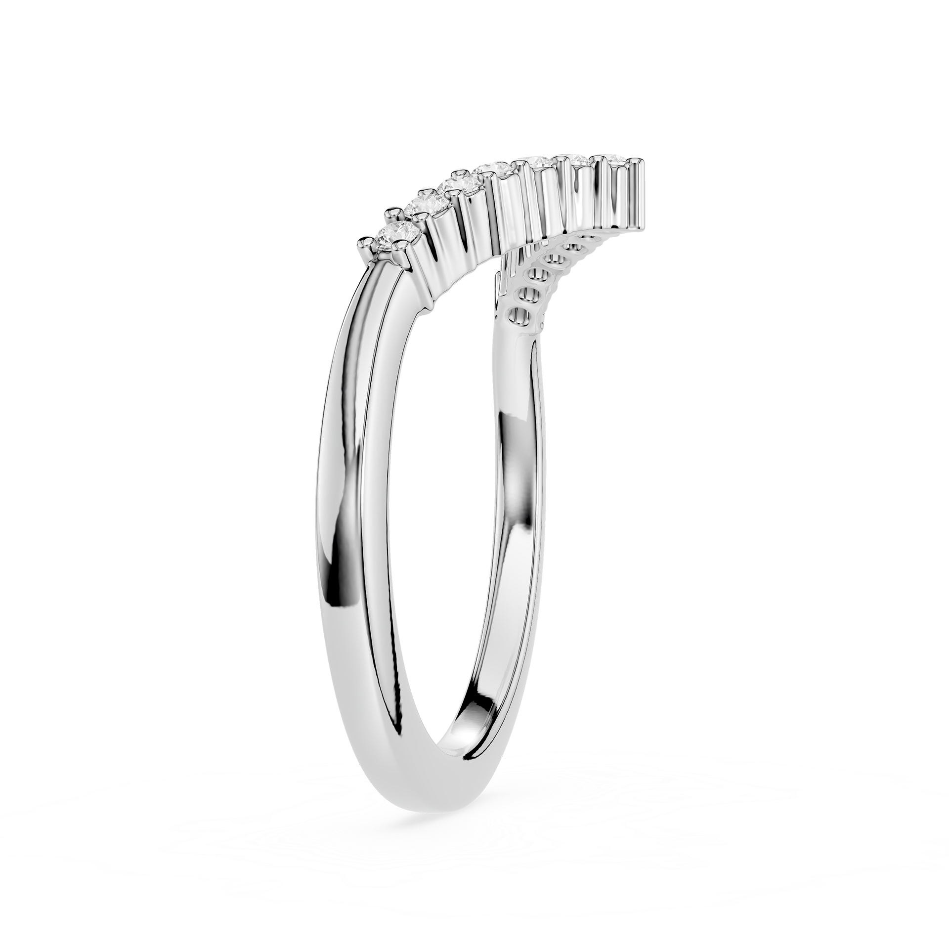 V Shape Round Cut Lab Grown Diamond Wedding Band