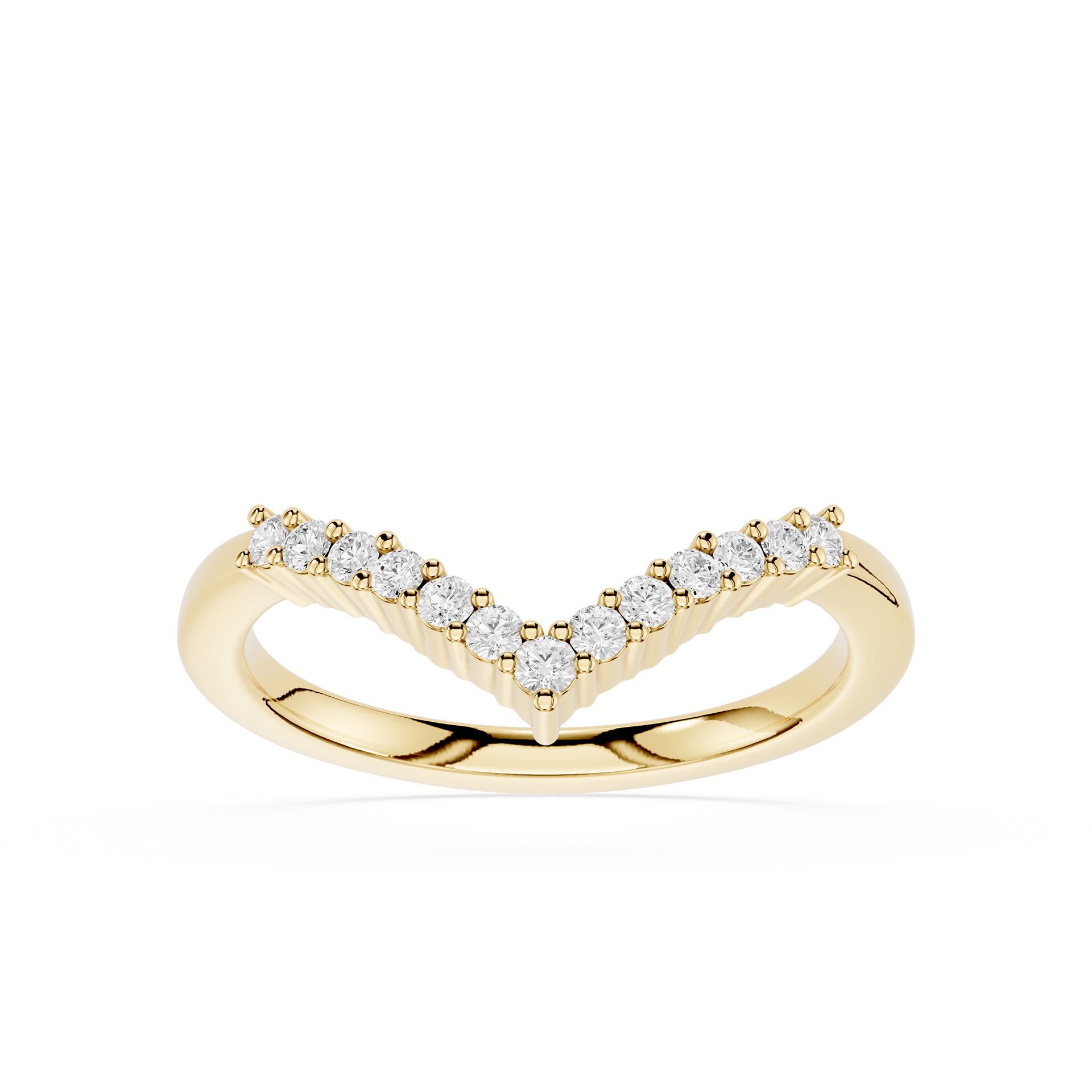 V Shape Round Cut Lab Grown Diamond Wedding Band