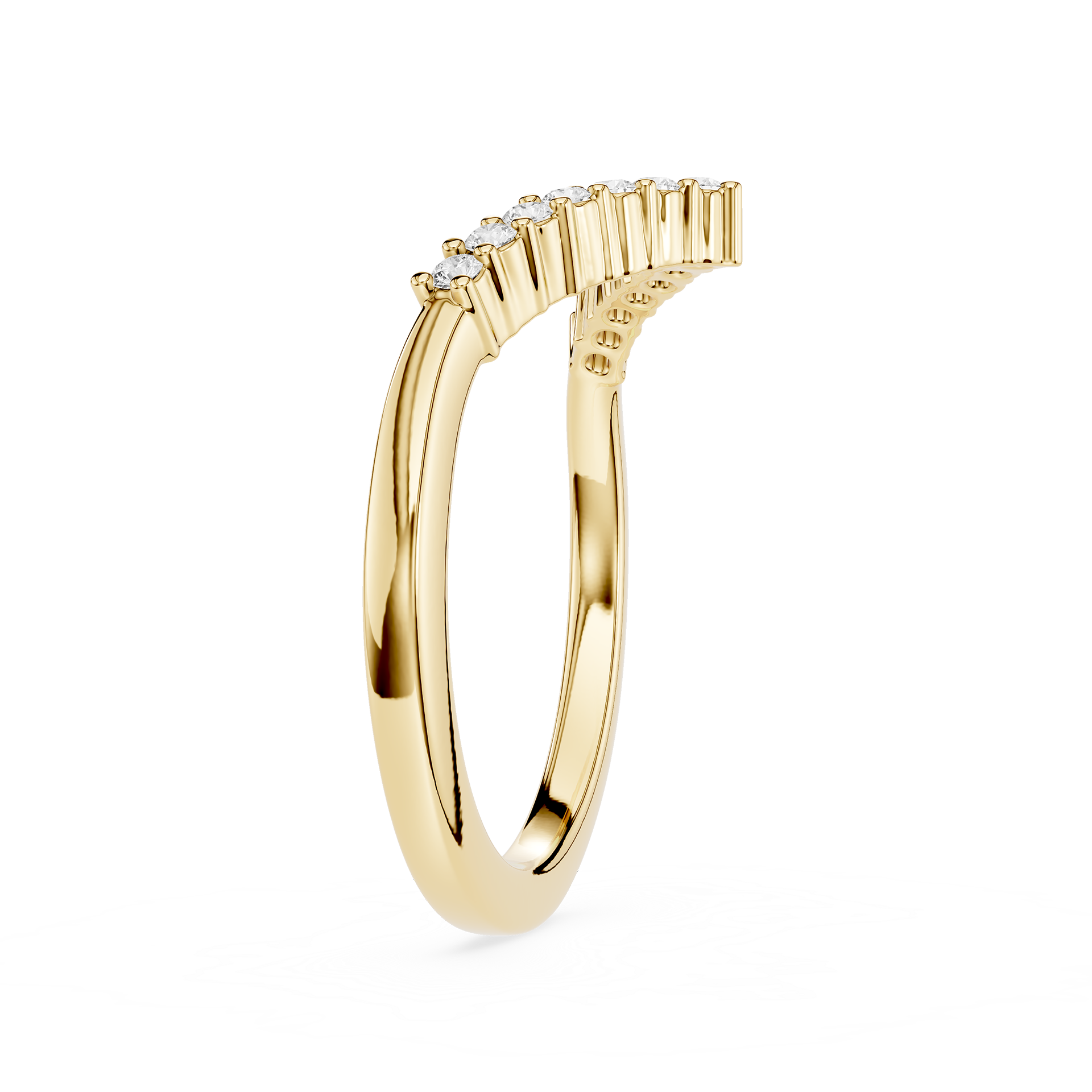 V Shape Round Cut Lab Grown Diamond Wedding Band