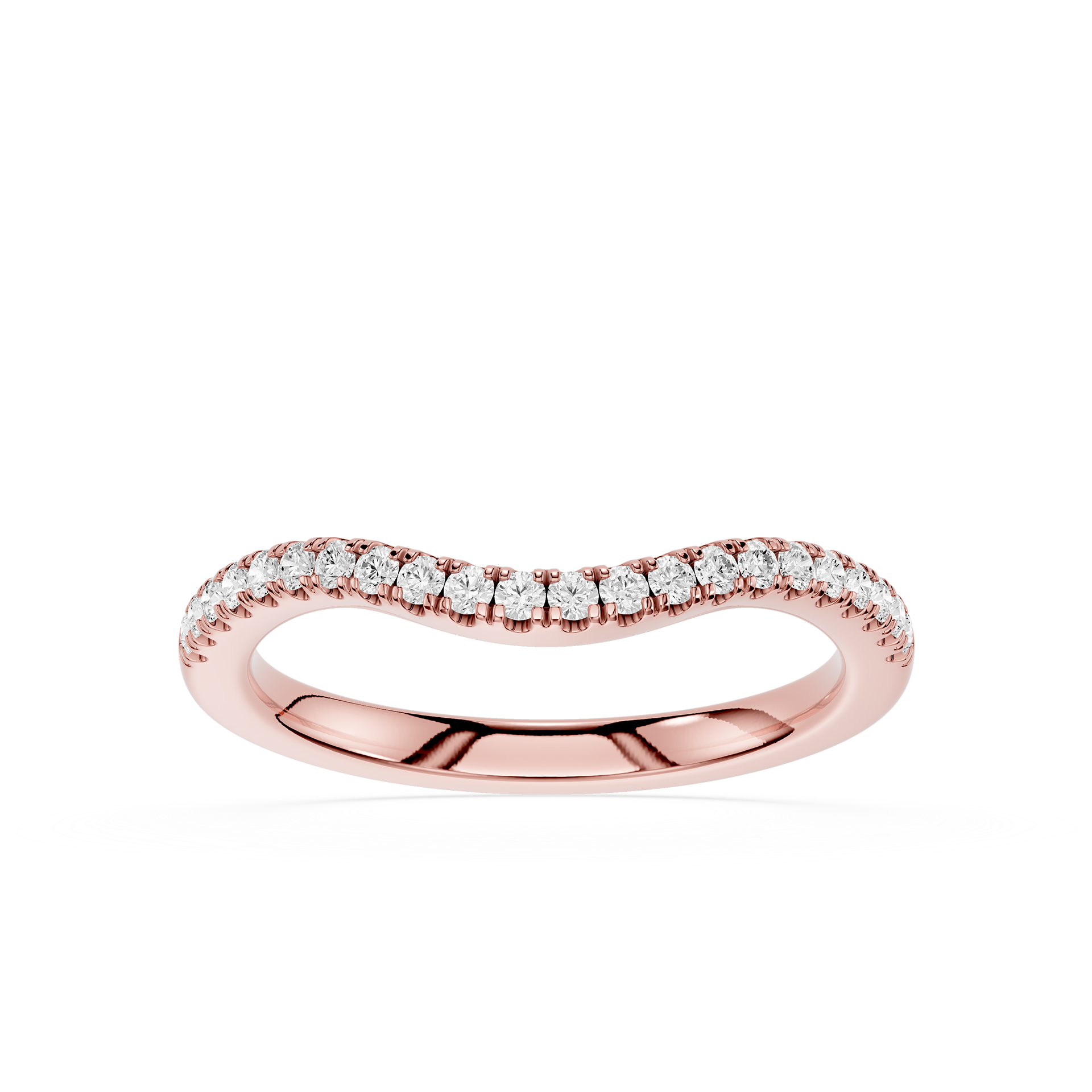 Round Cut Lab Grown Diamond Curved Pave Wedding Band
