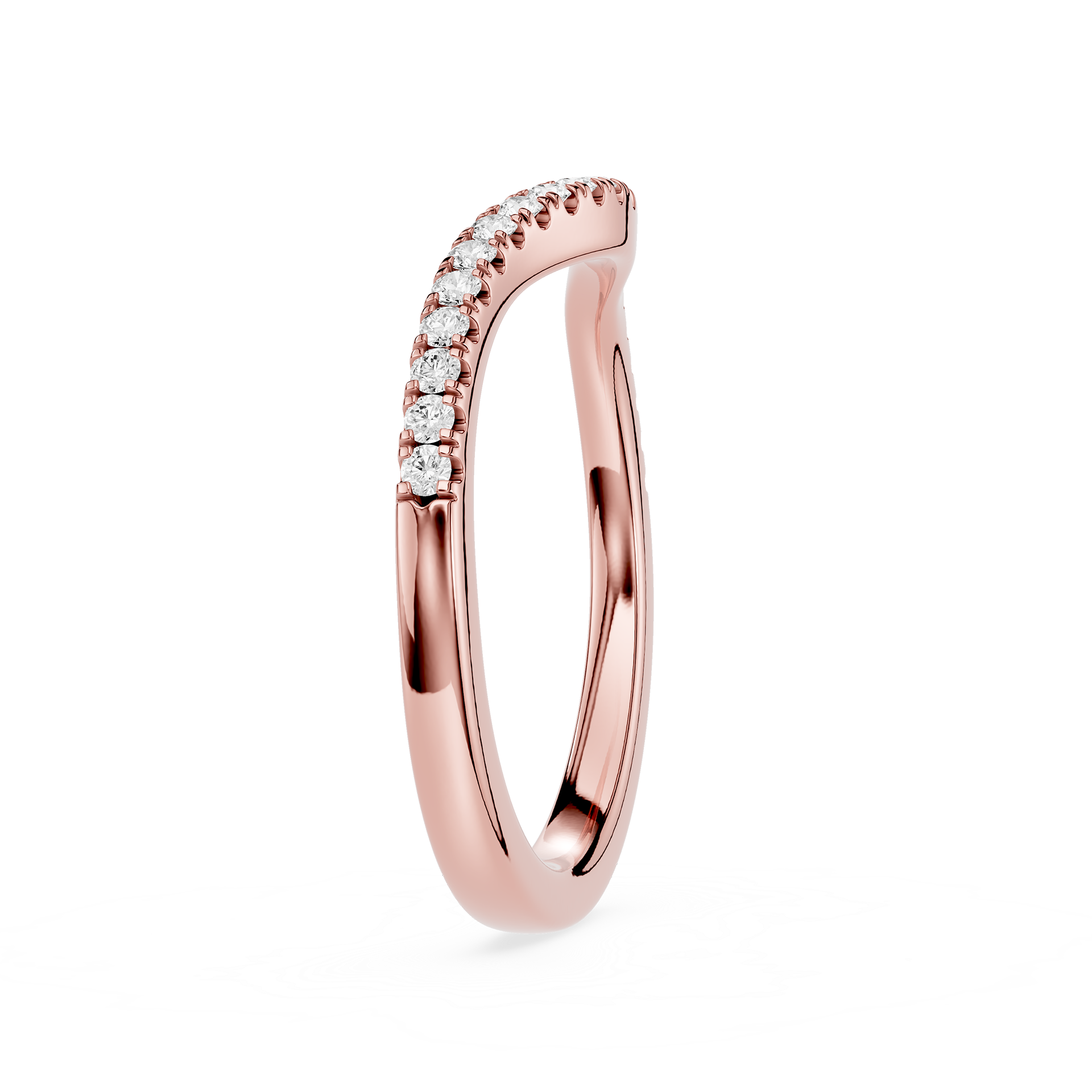 Round Cut Lab Grown Diamond Curved Pave Wedding Band