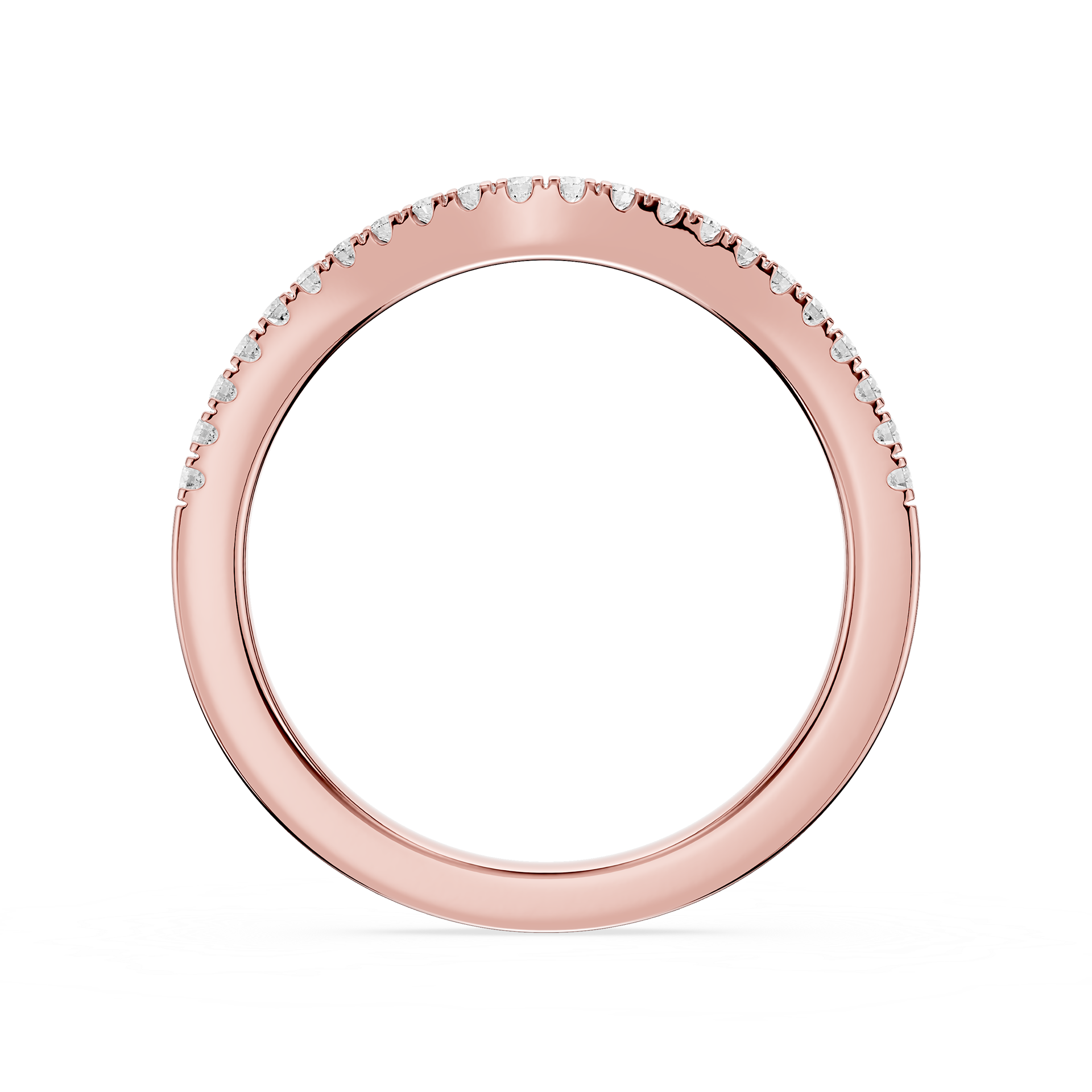 Round Cut Lab Grown Diamond Curved Pave Wedding Band