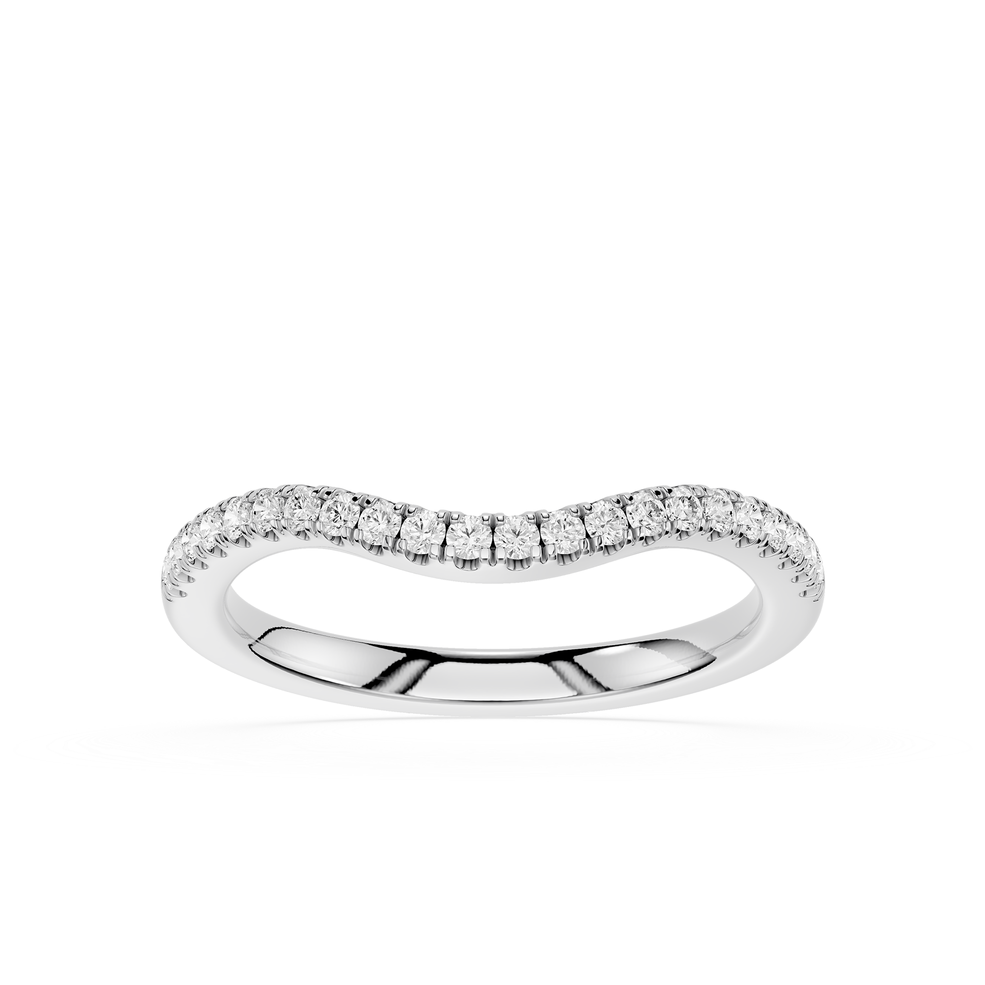 Round Cut Lab Grown Diamond Curved Pave Wedding Band