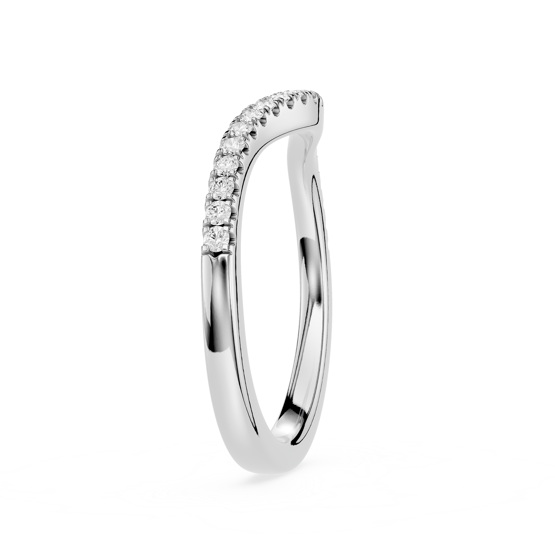 Round Cut Lab Grown Diamond Curved Pave Wedding Band