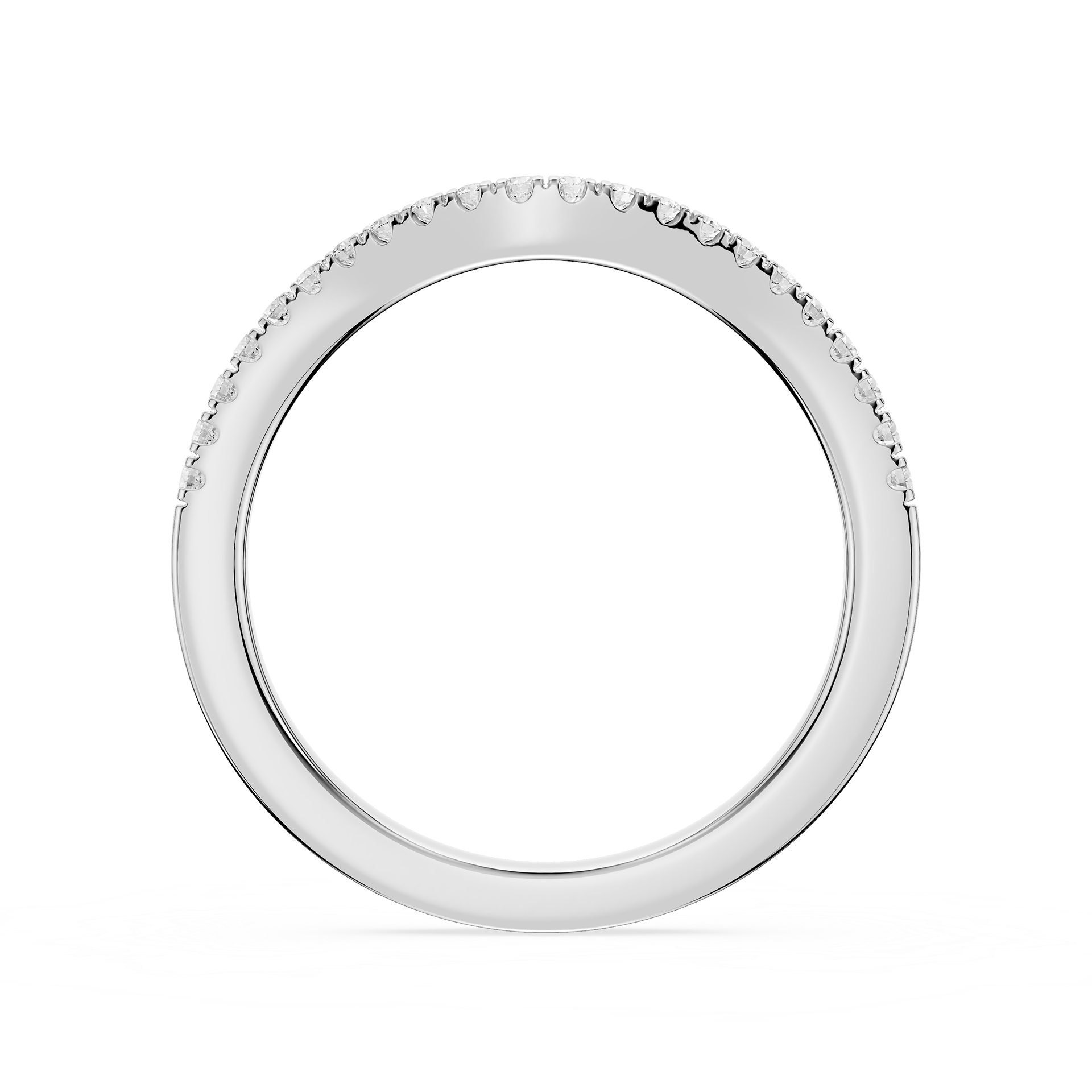 Round Cut Lab Grown Diamond Curved Pave Wedding Band
