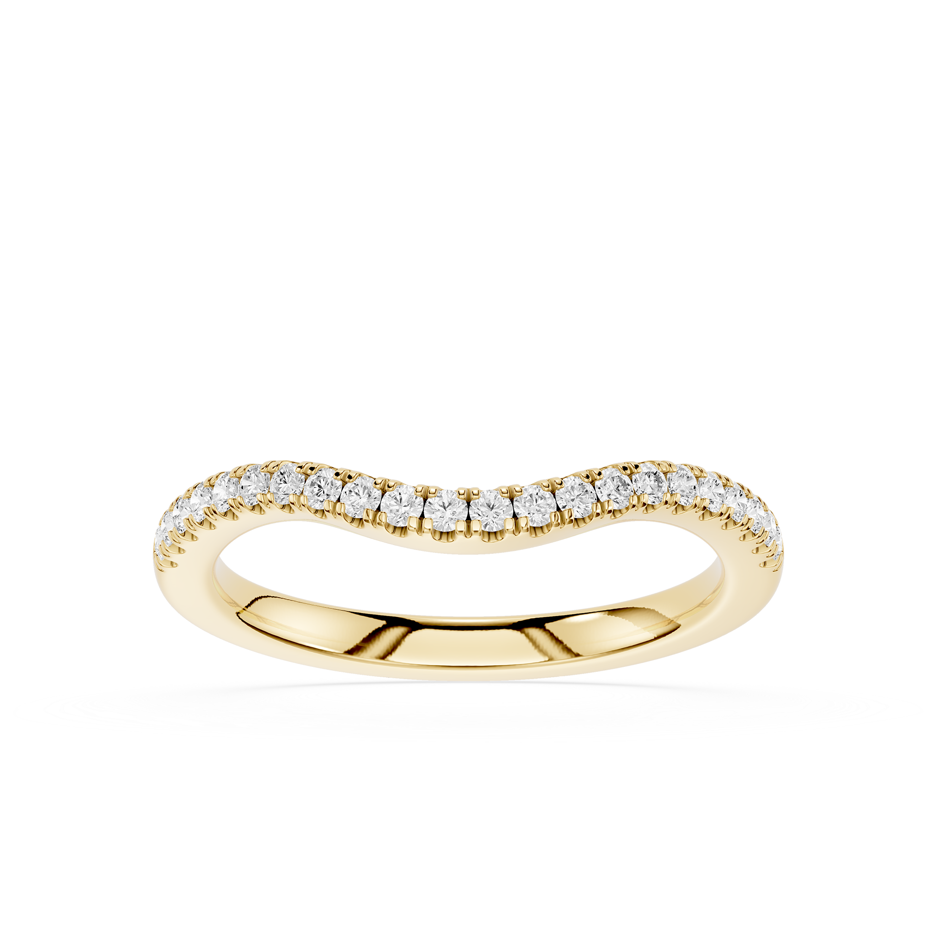 Round Cut Lab Grown Diamond Curved Pave Wedding Band
