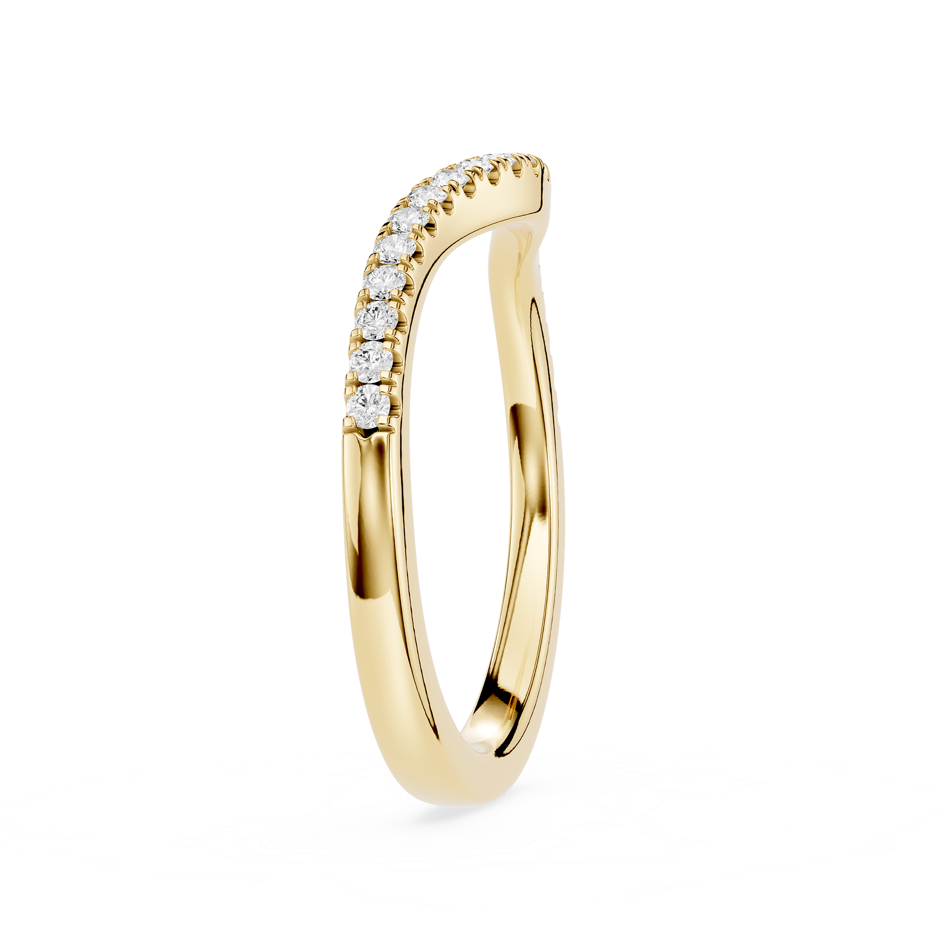 Round Cut Lab Grown Diamond Curved Pave Wedding Band