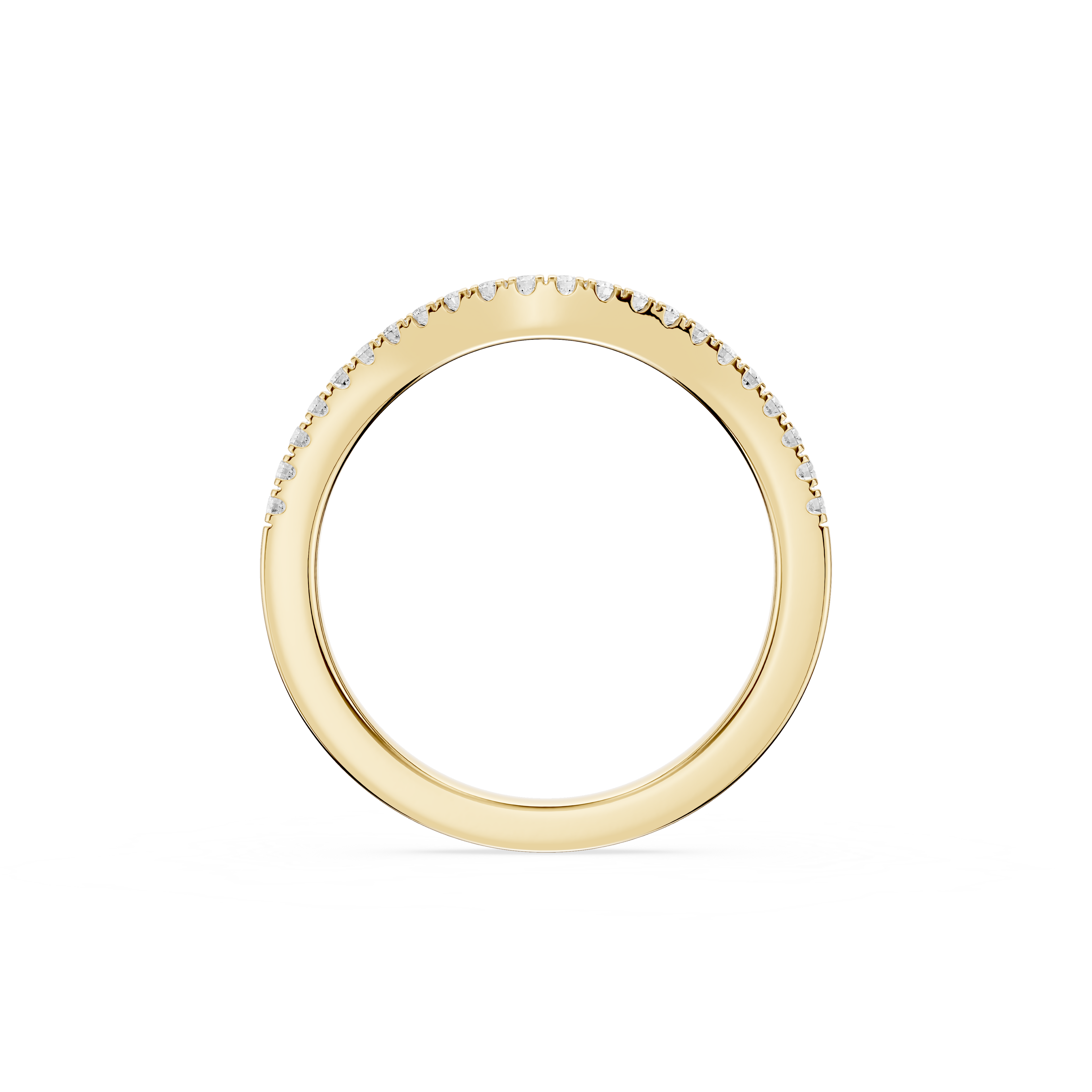 Round Cut Lab Grown Diamond Curved Pave Wedding Band