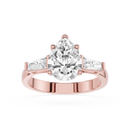 Pear Cut Three Stone Lab Grown Diamond Engagement Ring