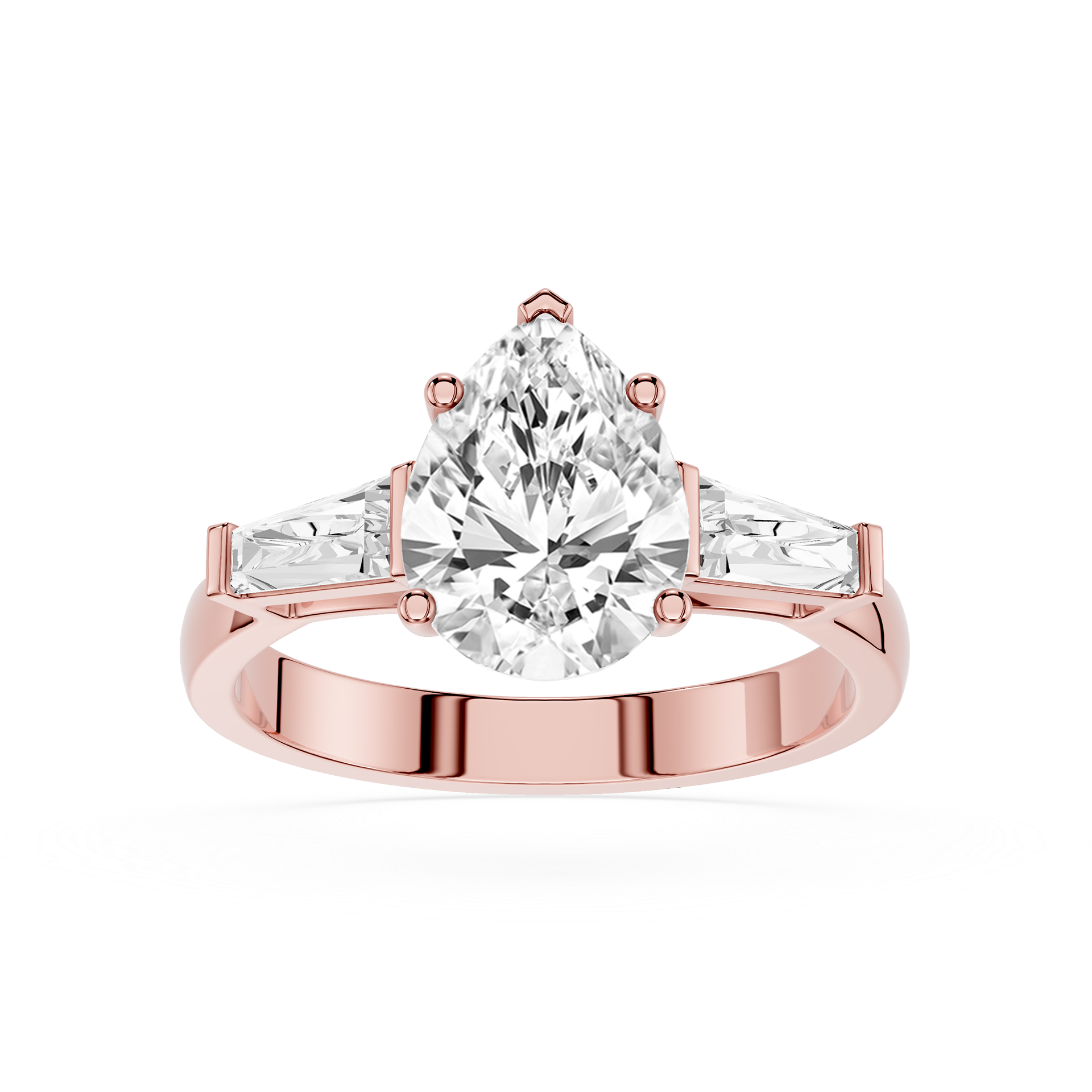 Pear Cut Three Stone Lab Grown Diamond Engagement Ring