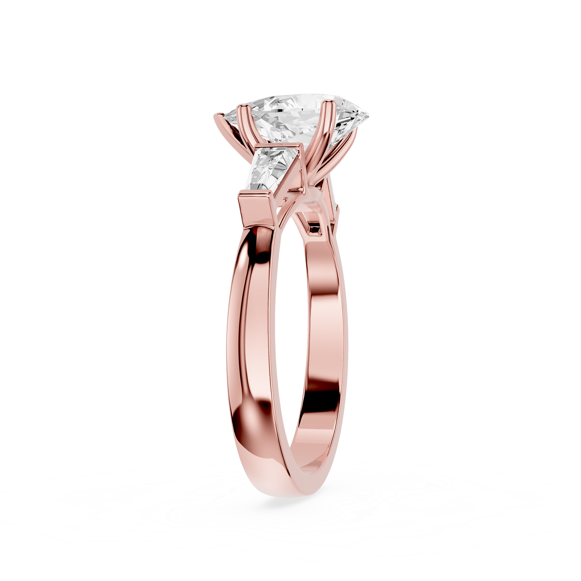 Pear Cut Three Stone Lab Grown Diamond Engagement Ring