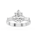 Pear Cut Three Stone Lab Grown Diamond Engagement Ring