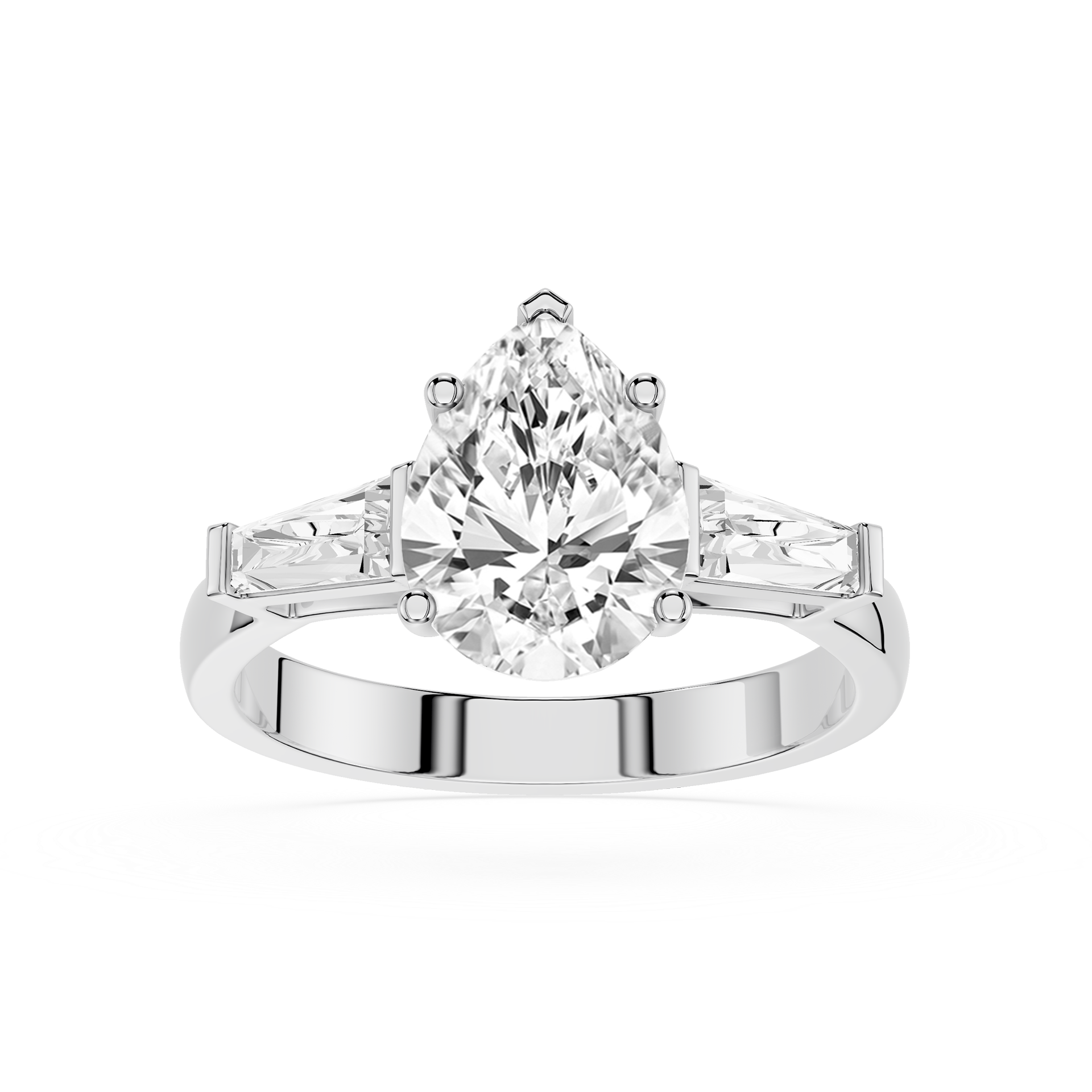 Pear Cut Three Stone Lab Grown Diamond Engagement Ring