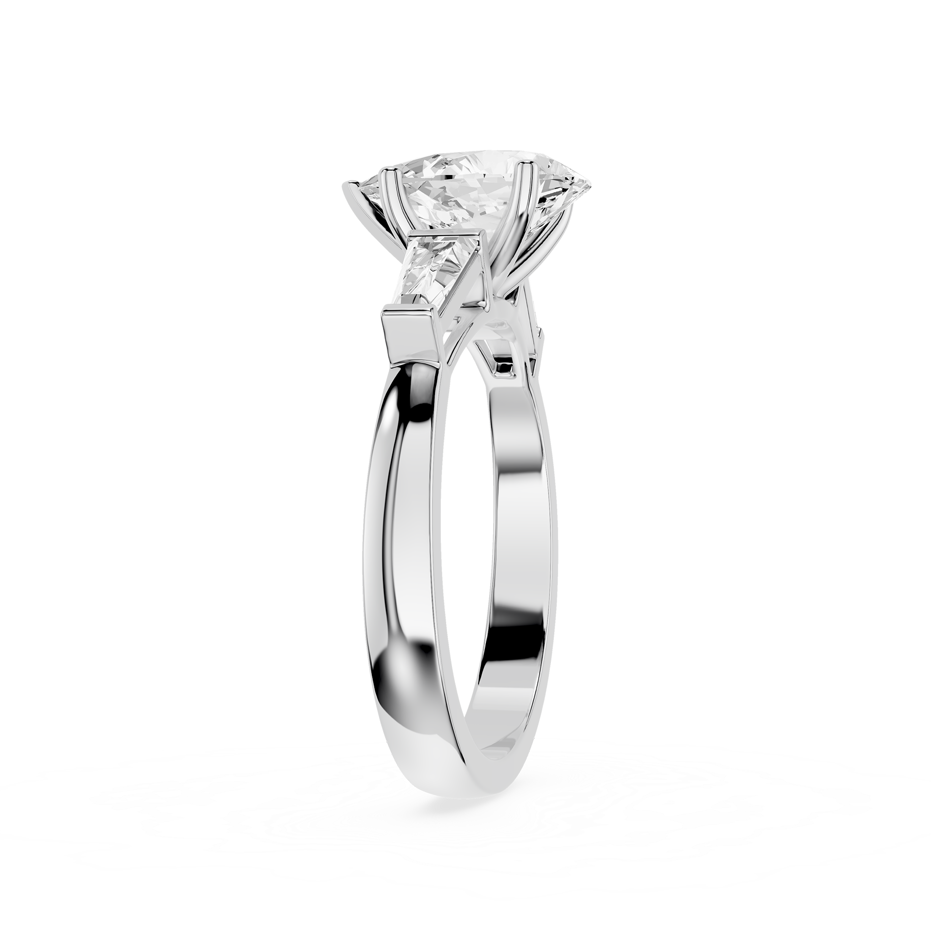 Pear Cut Three Stone Lab Grown Diamond Engagement Ring